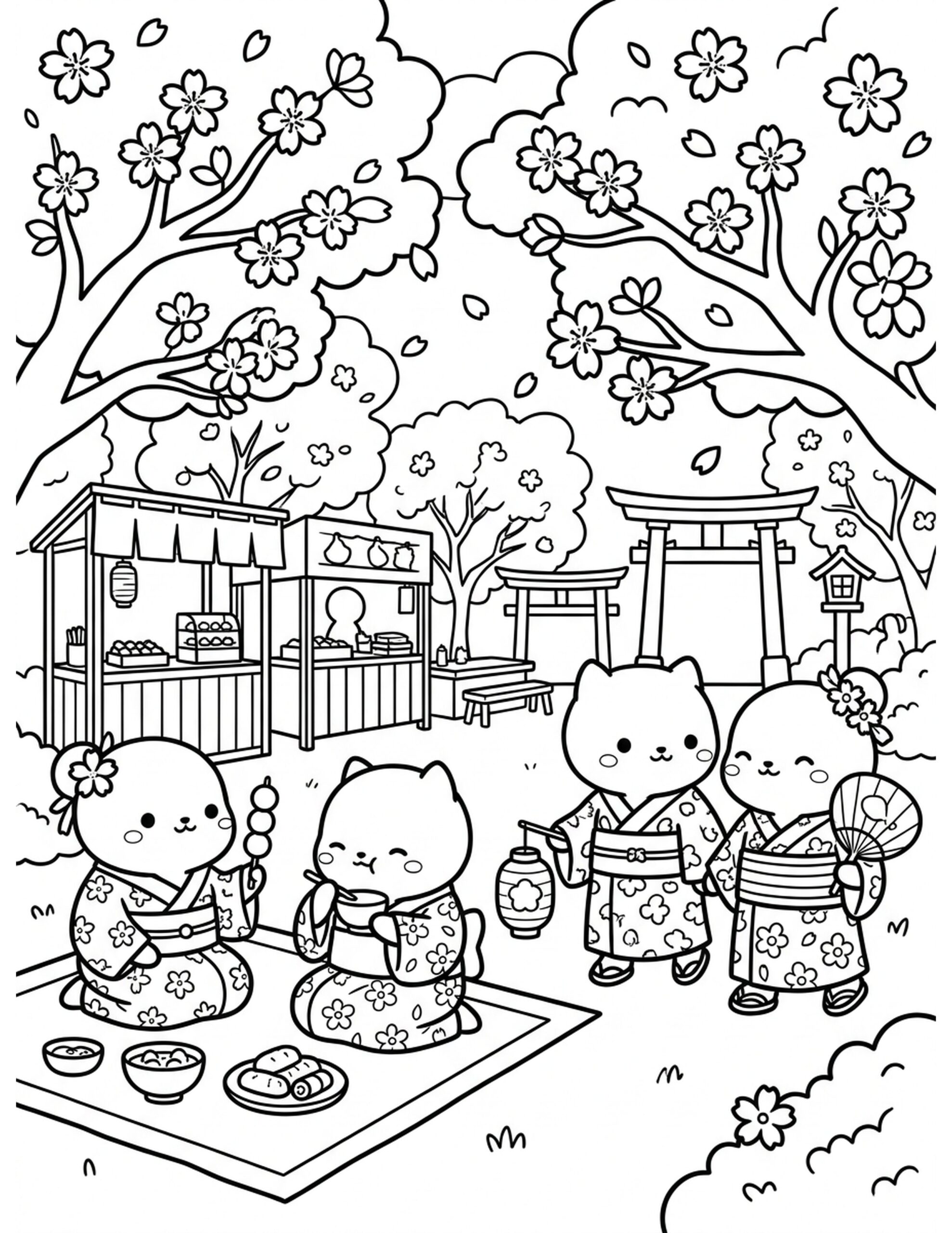 Sakura Blossom Festival Coloring Page