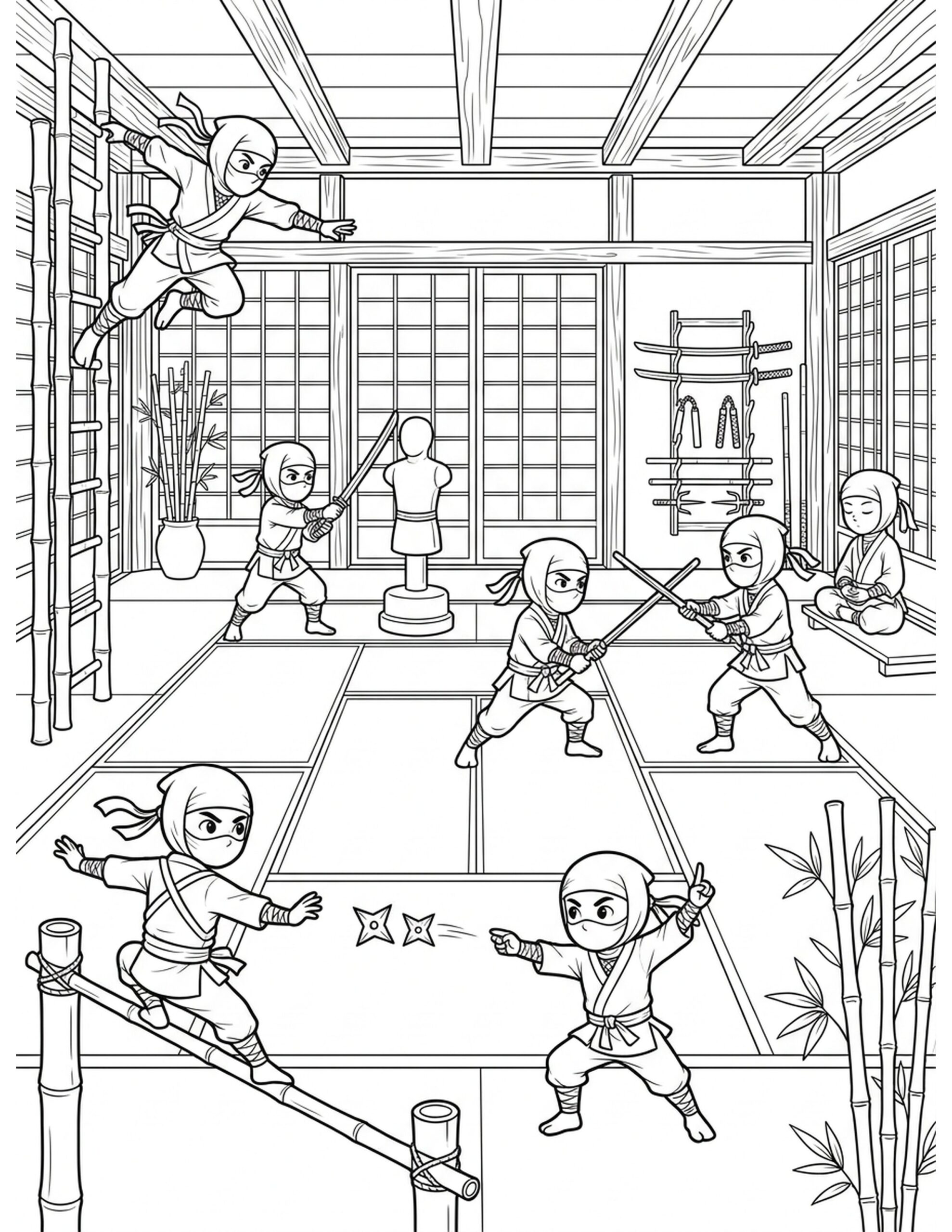 Ninja Training Grounds Coloring Page