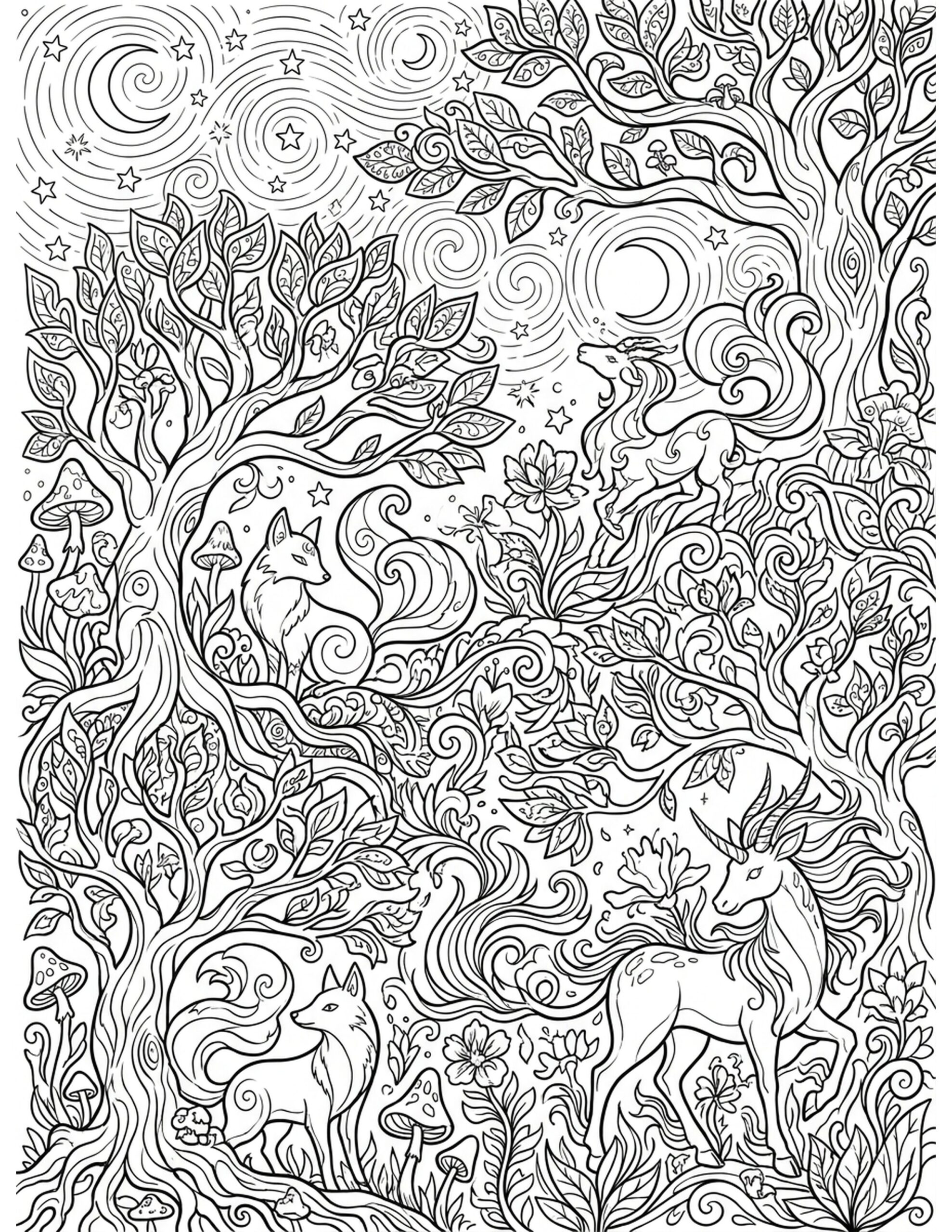 Magical Forest Adventure Coloring Page
