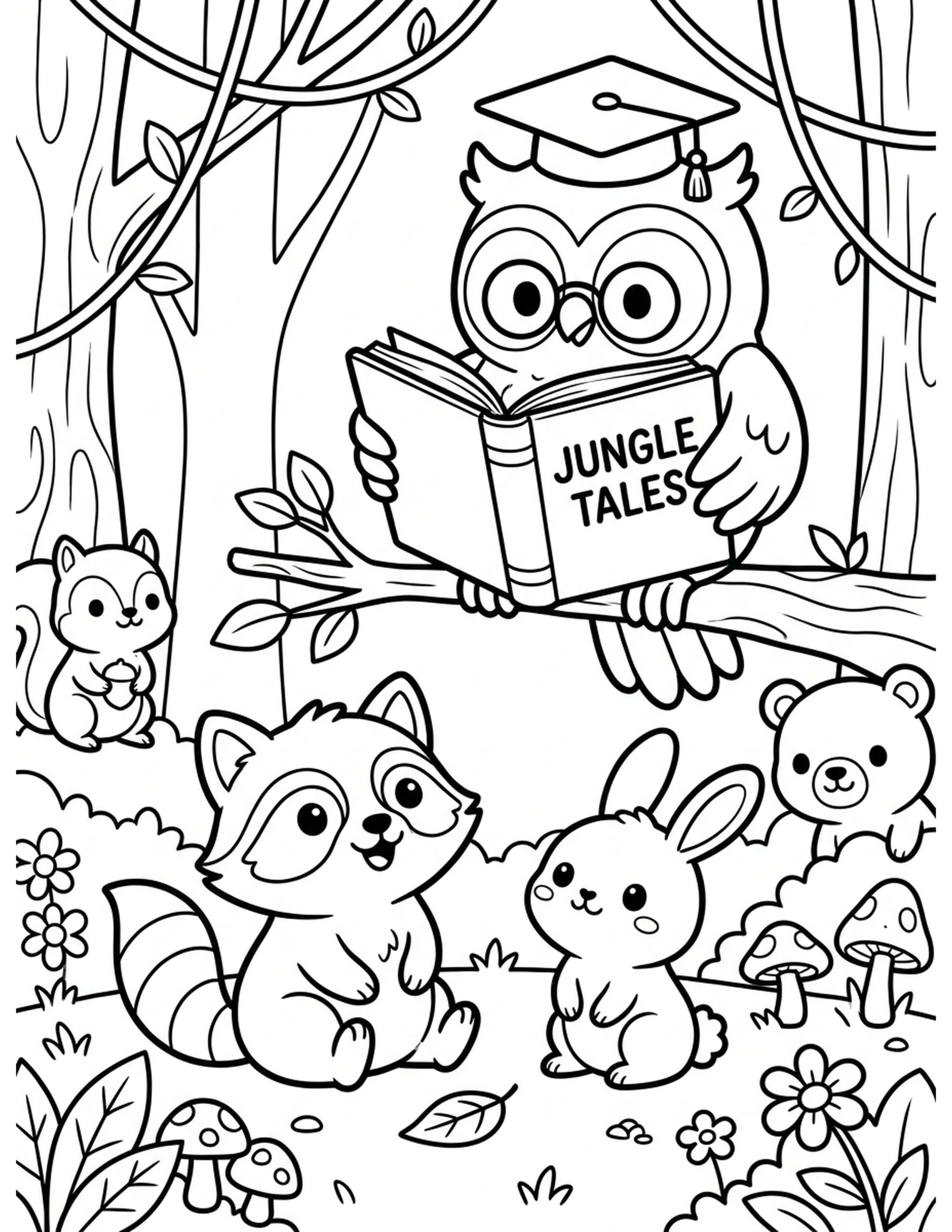 Friendly Jungle Guardians Coloring Page