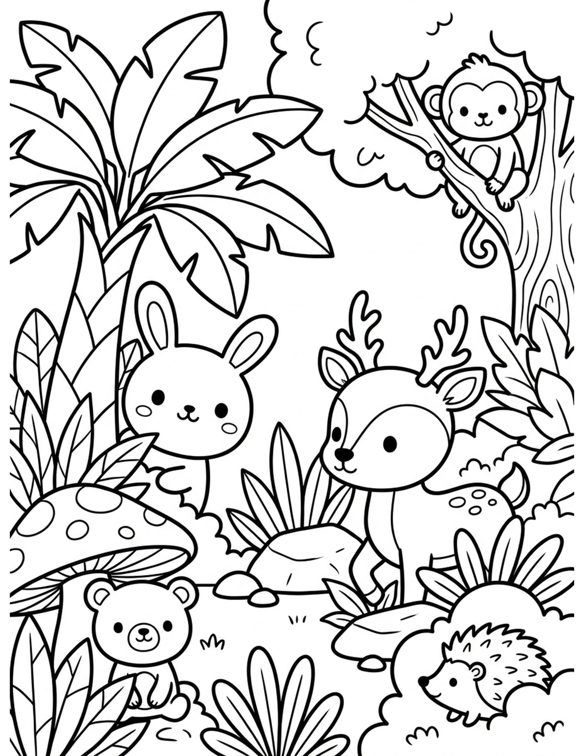 Jungle Hide and Seek Coloring Page