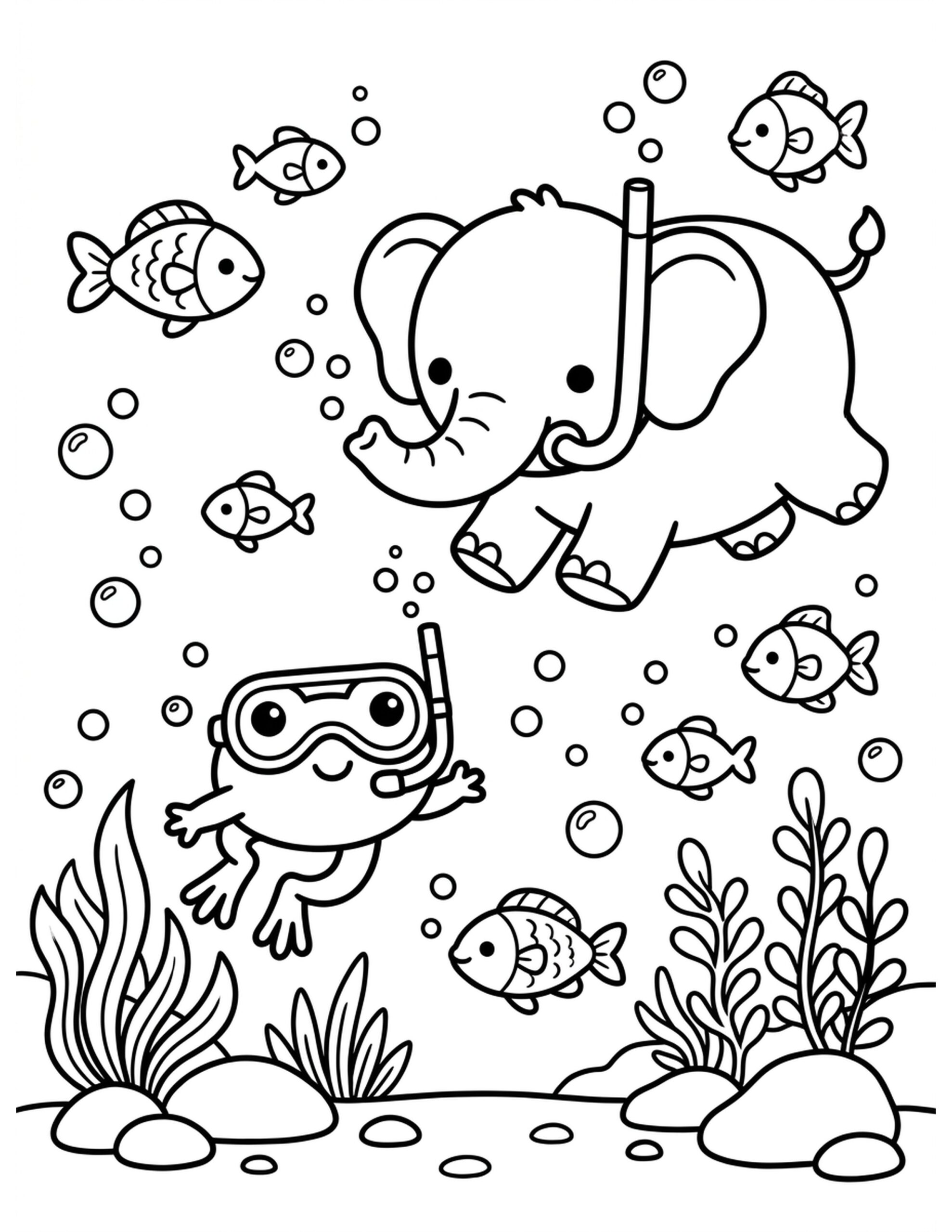 Jungle Underwater Adventure Coloring Page