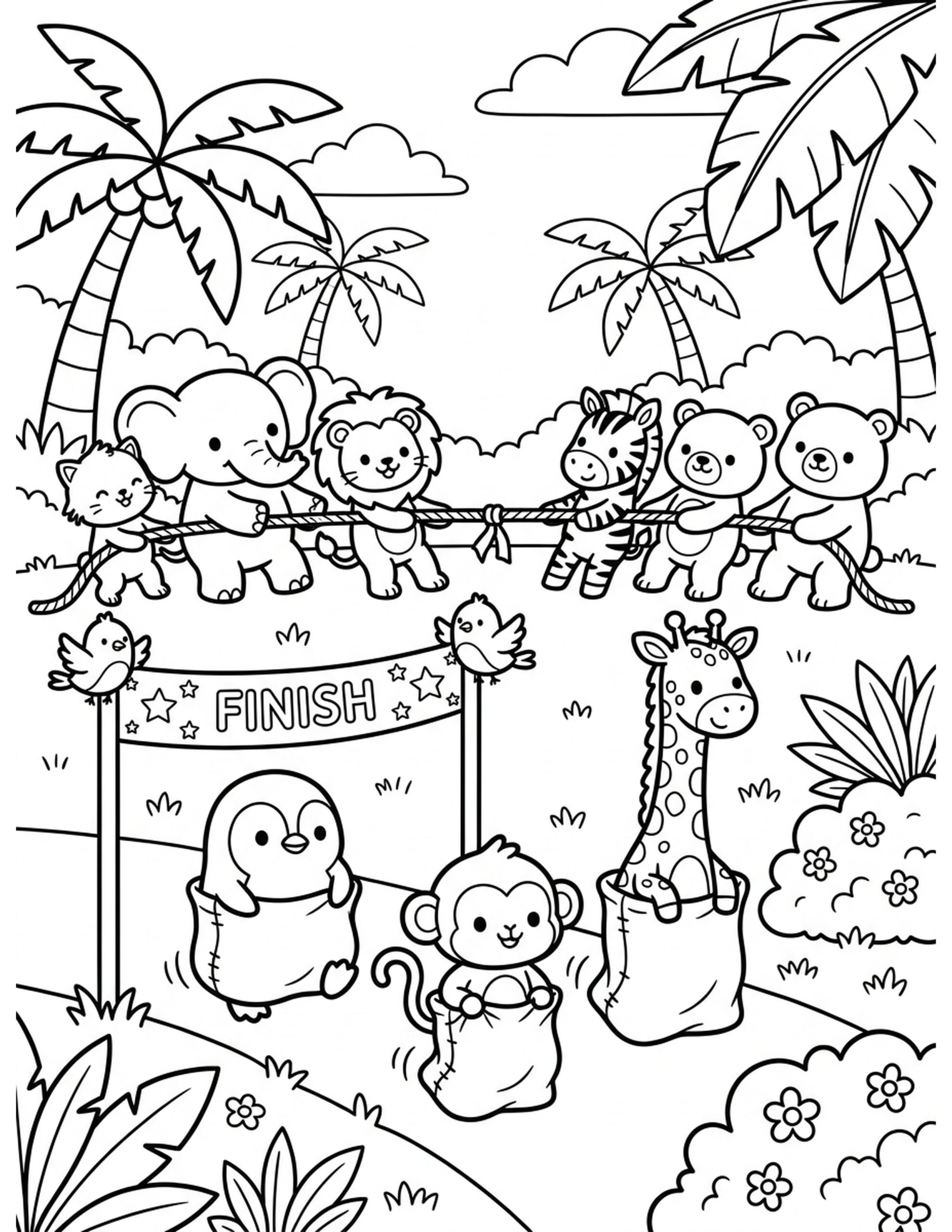 Jungle Sports Day Coloring Page