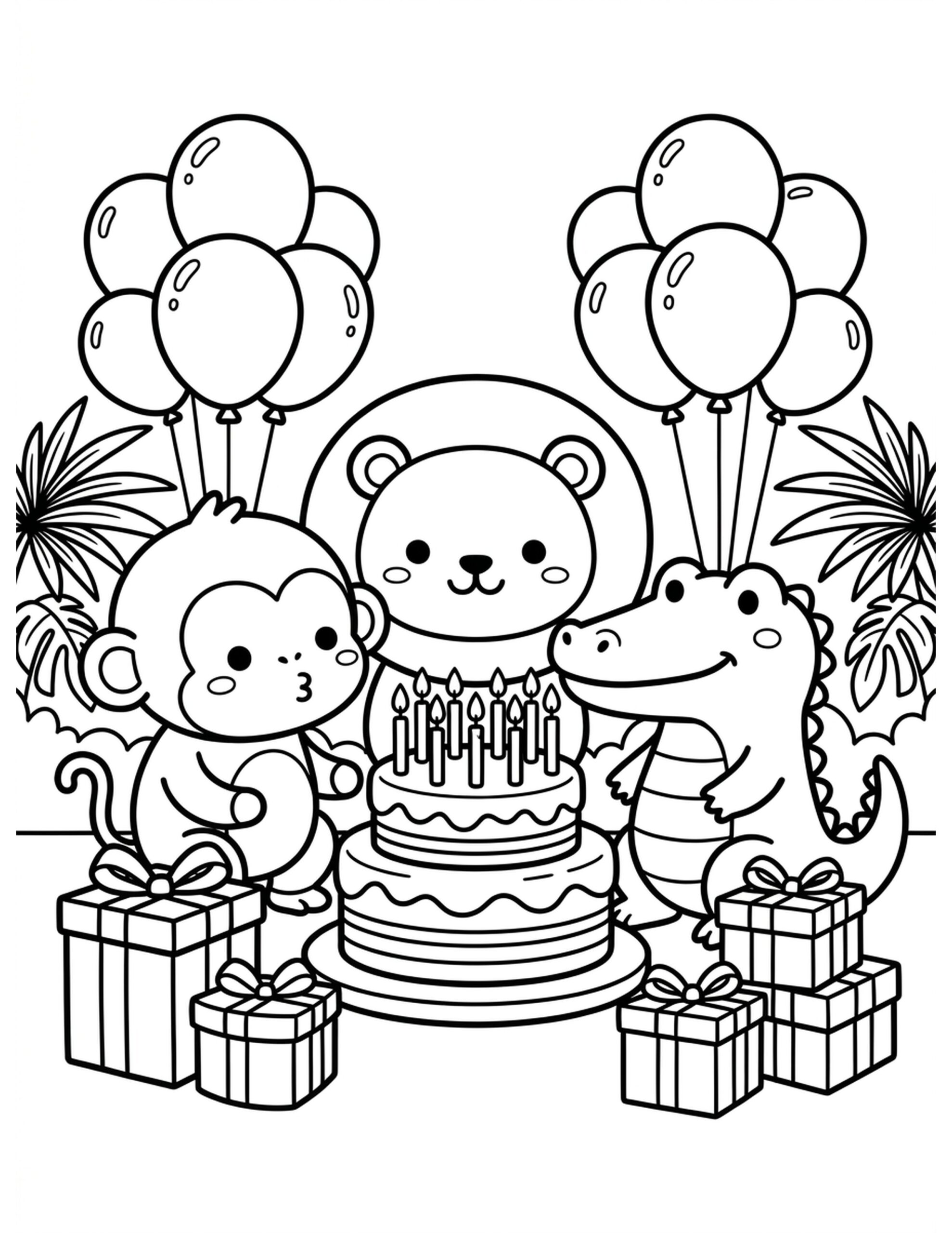 Jungle Birthday Bash Coloring Page