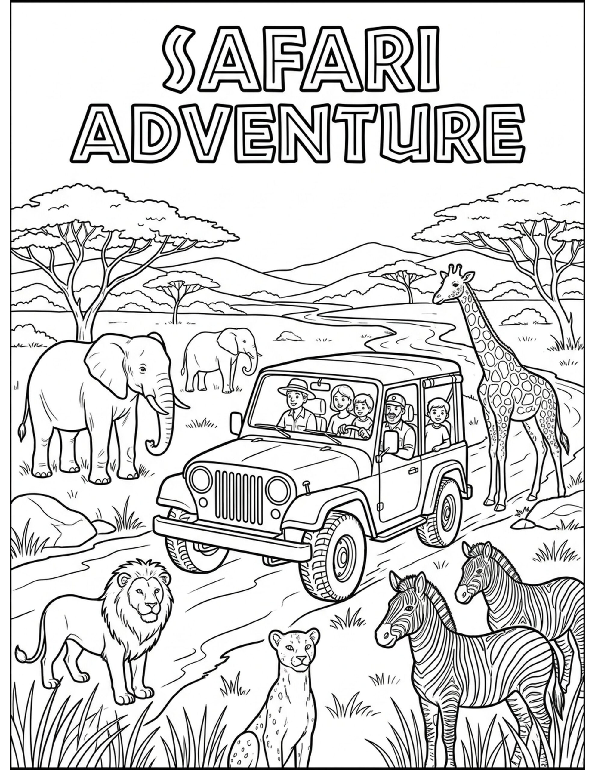 Safari Adventure Coloring Page