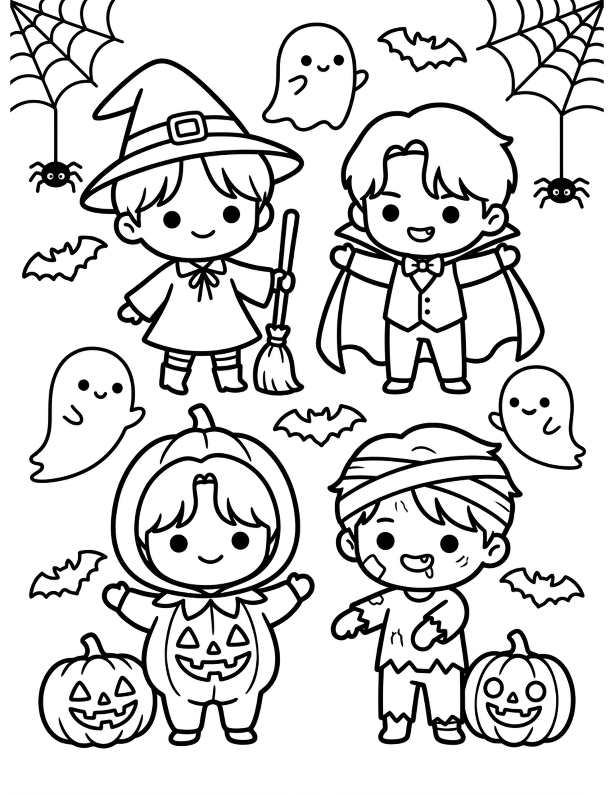Kpop Idol Halloween Party Coloring Page