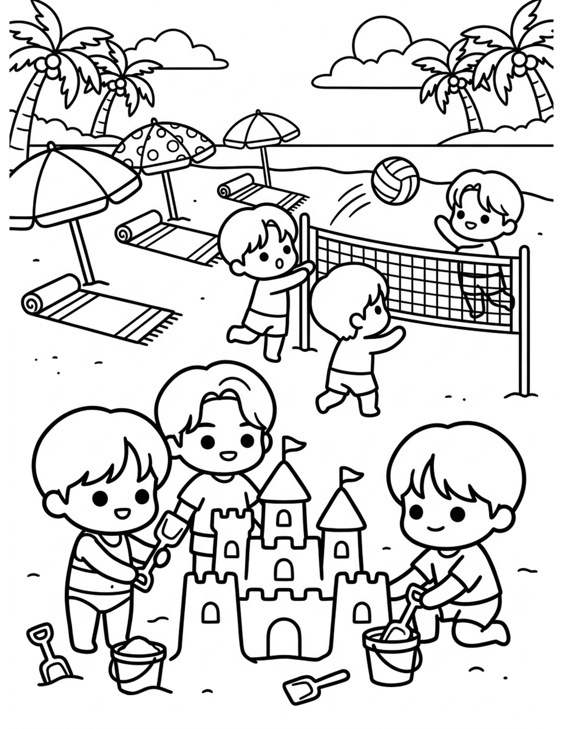Kpop Idol Beach Day Coloring Page