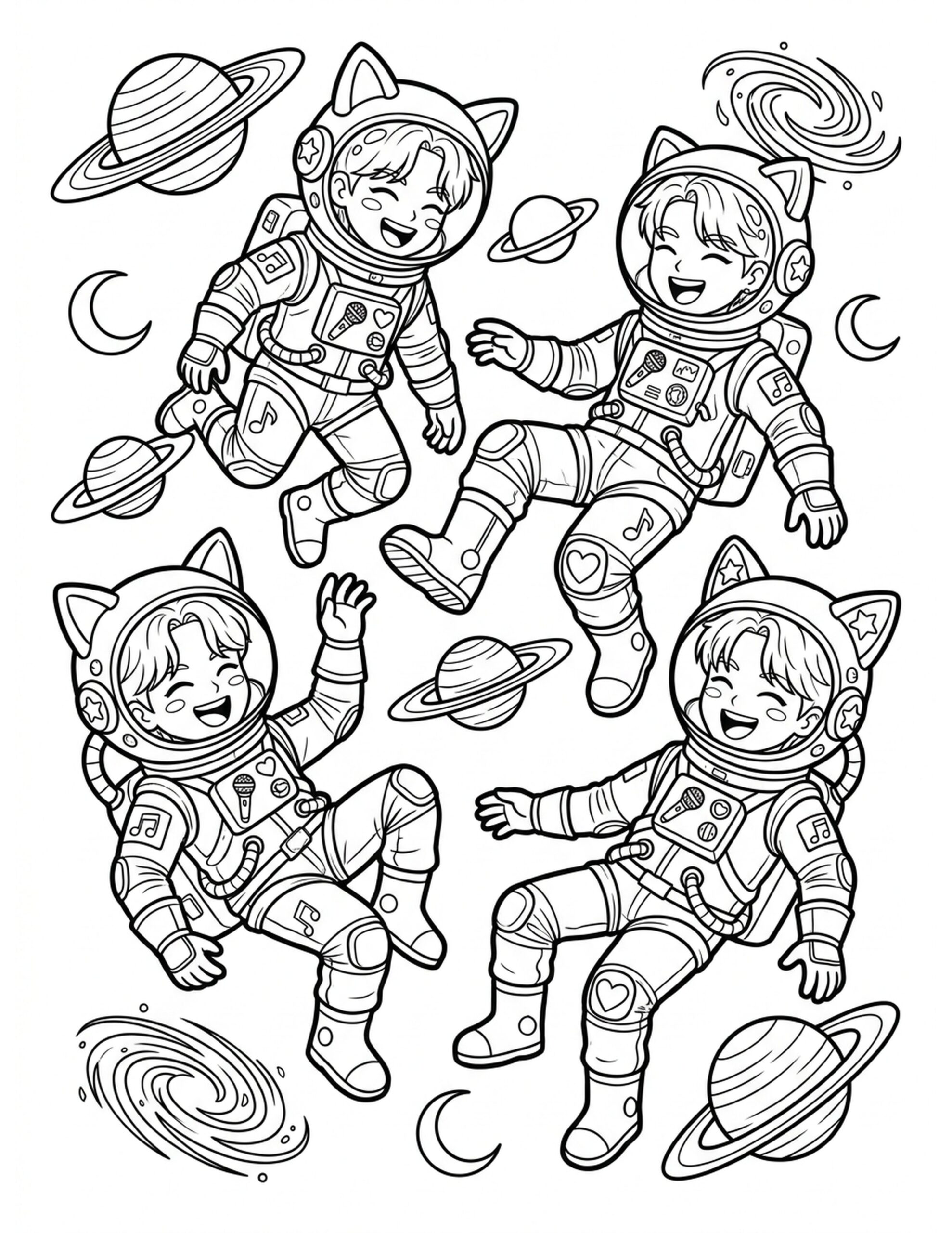 Kpop Idol Tea Party Coloring Page