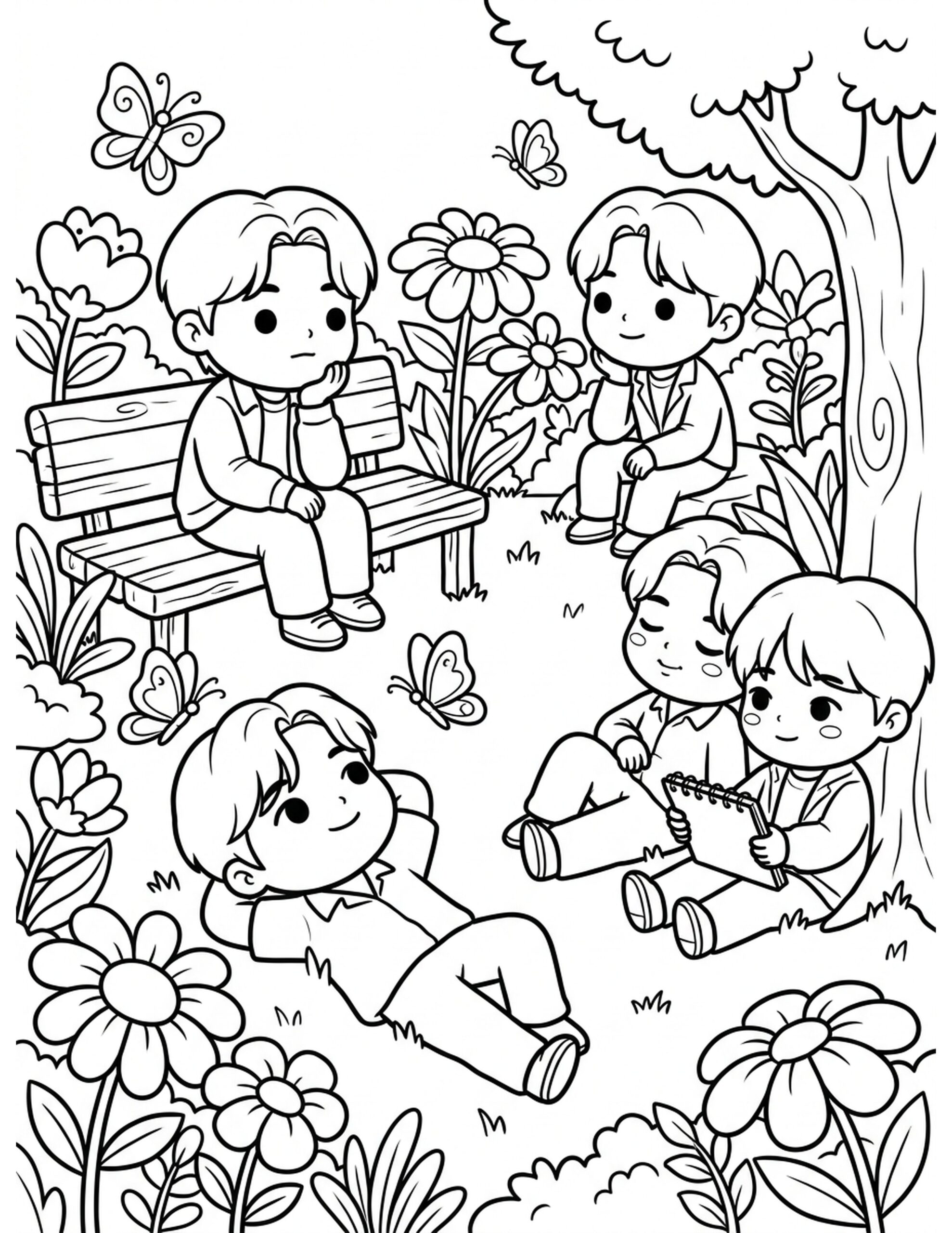 Kpop Idol Daydreaming Coloring Page