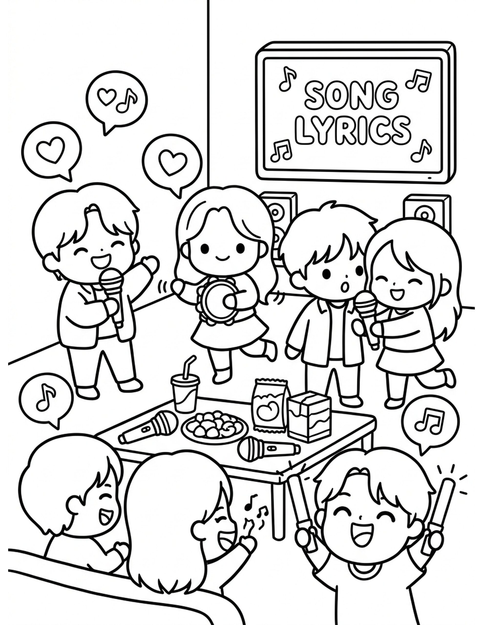 Kpop Idol Karaoke Night Coloring Page
