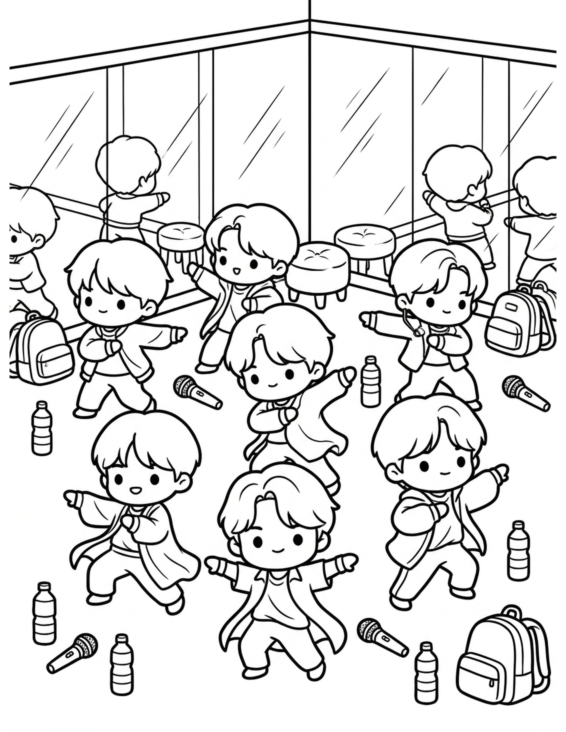 Kpop Dance Practice Room Coloring Page