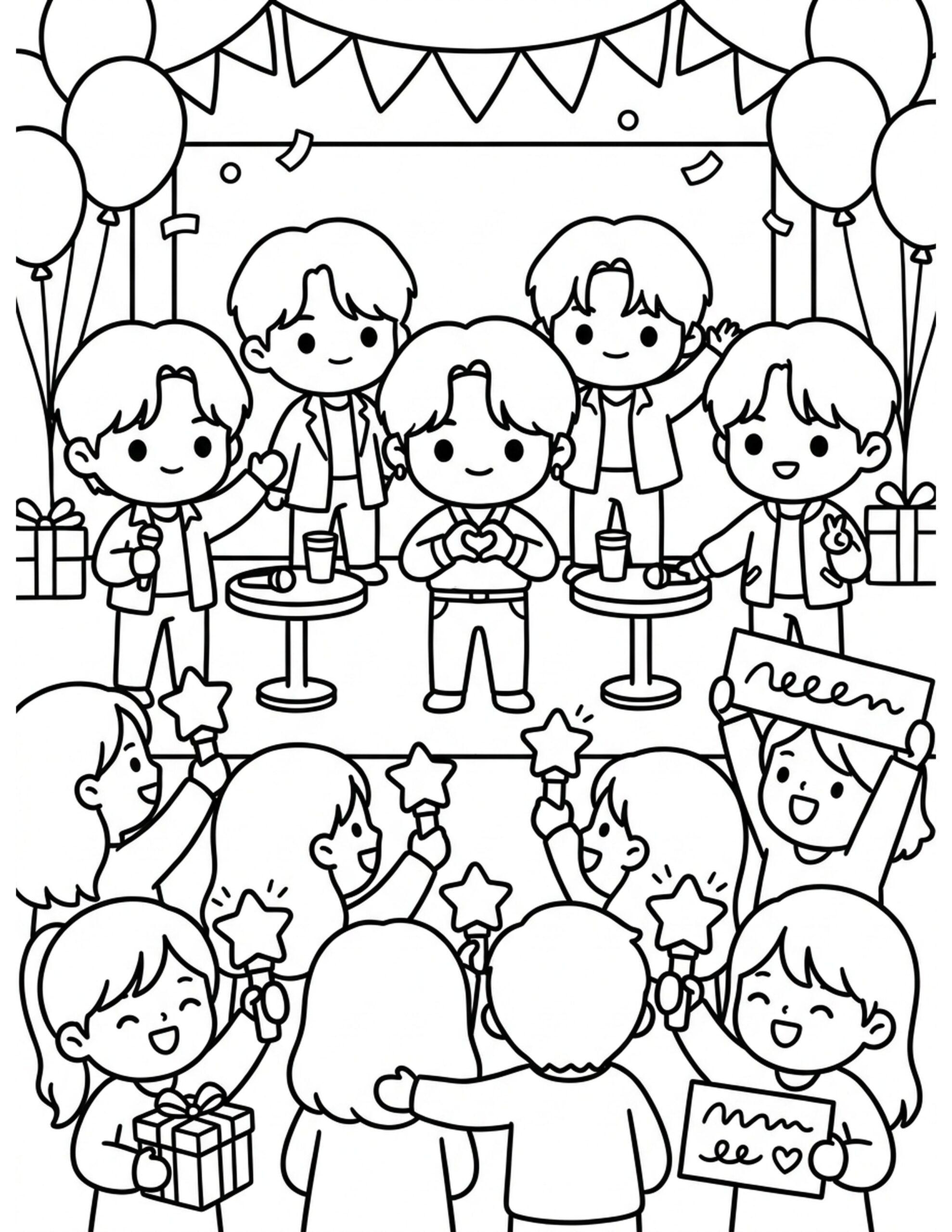 Idol Group Fan Meeting Coloring Page