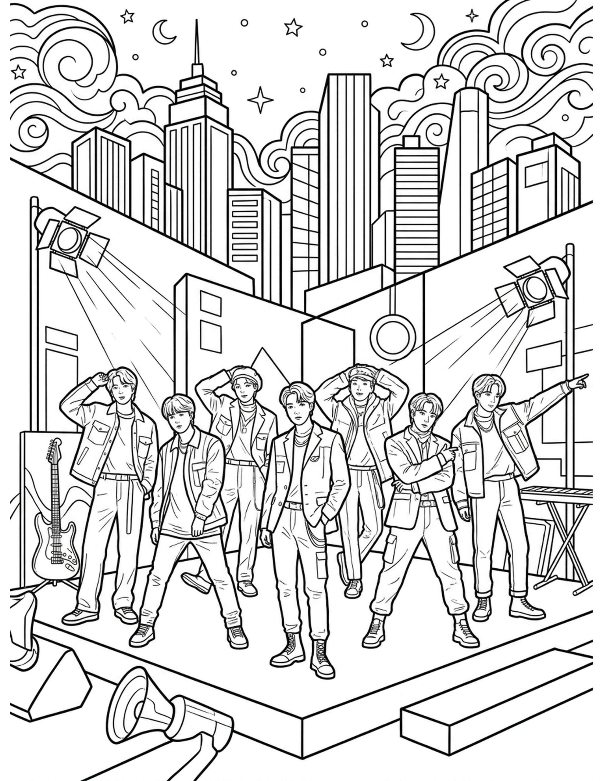Kpop Music Video Set Coloring Page