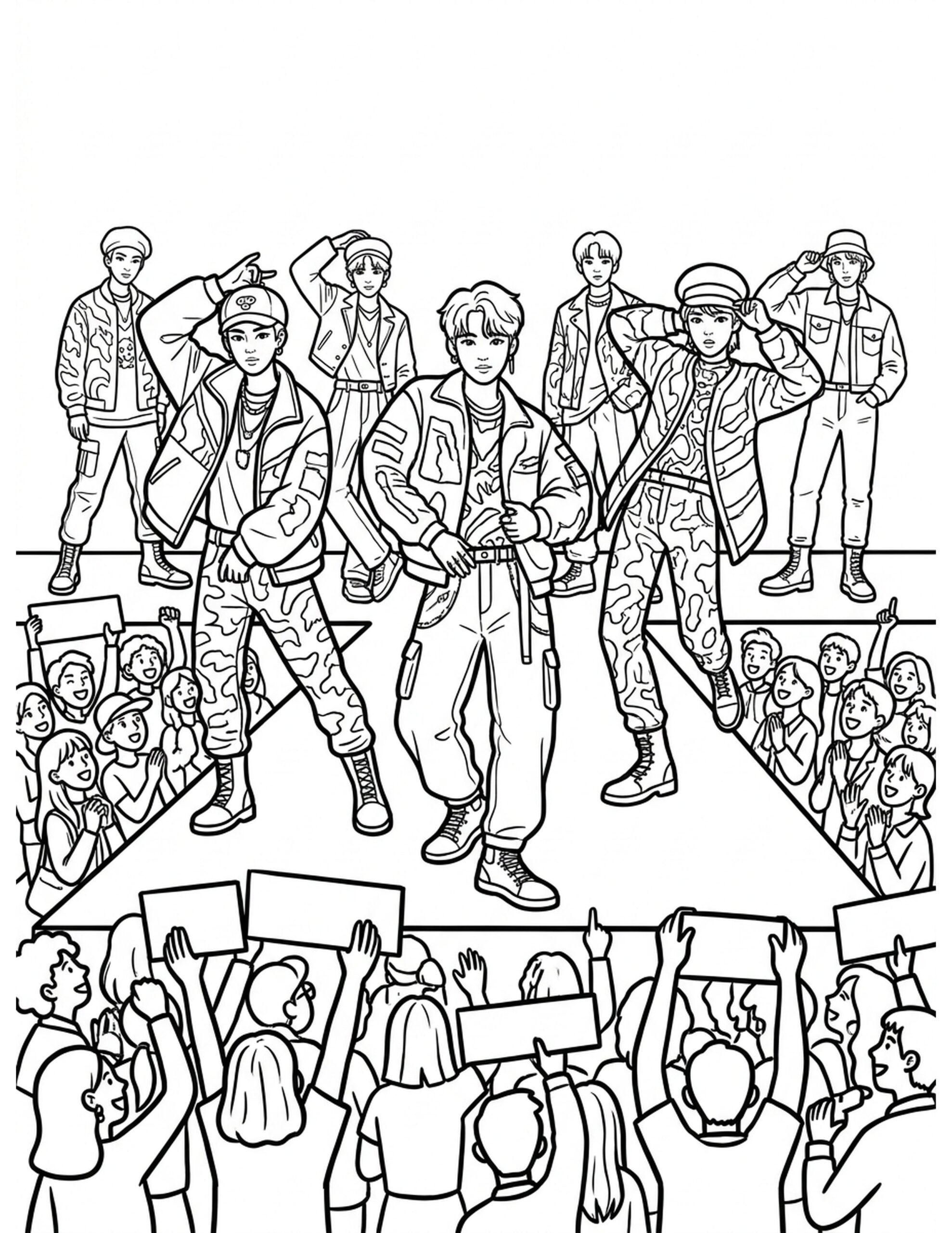 Kpop Fashion Show Coloring Page