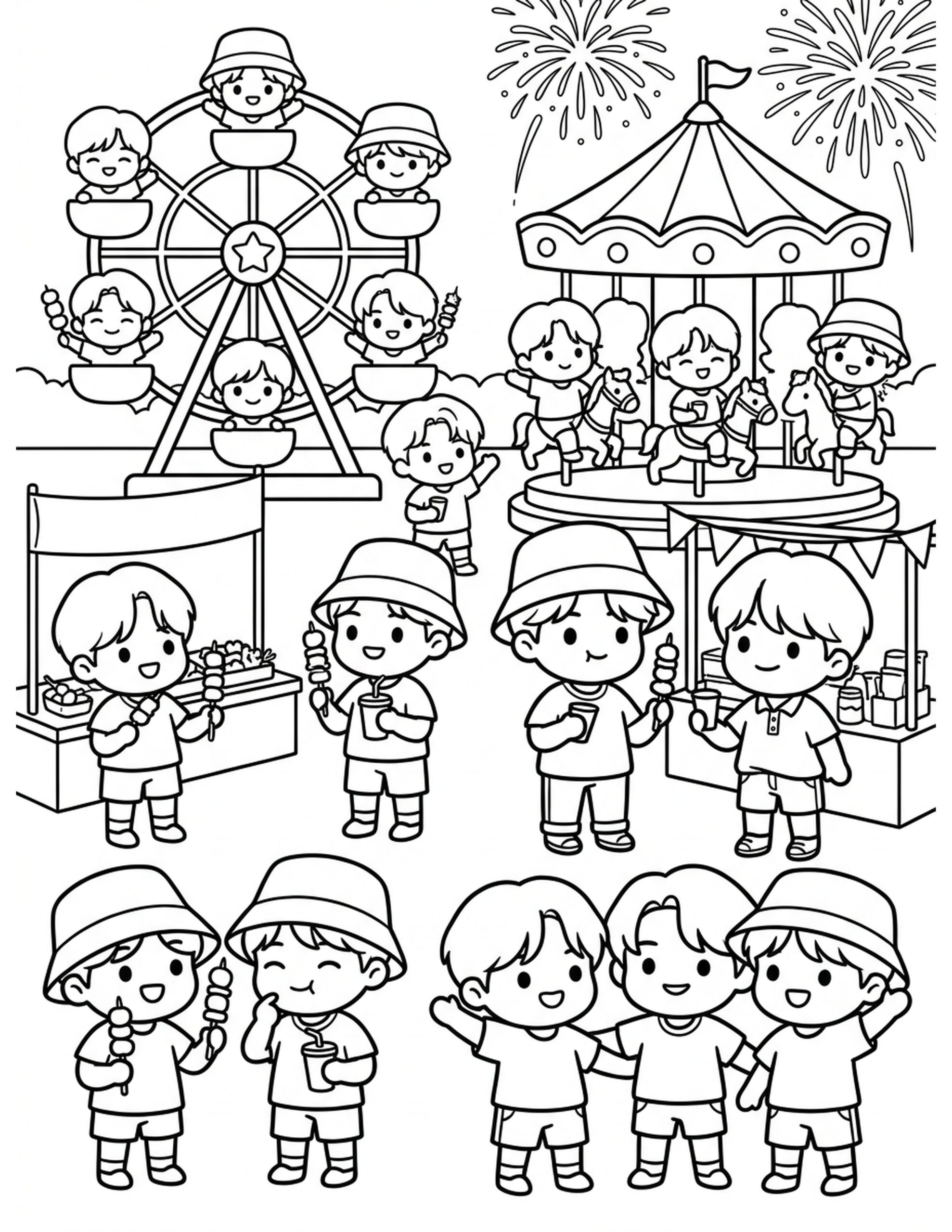 Kpop Summer Festival Coloring Page