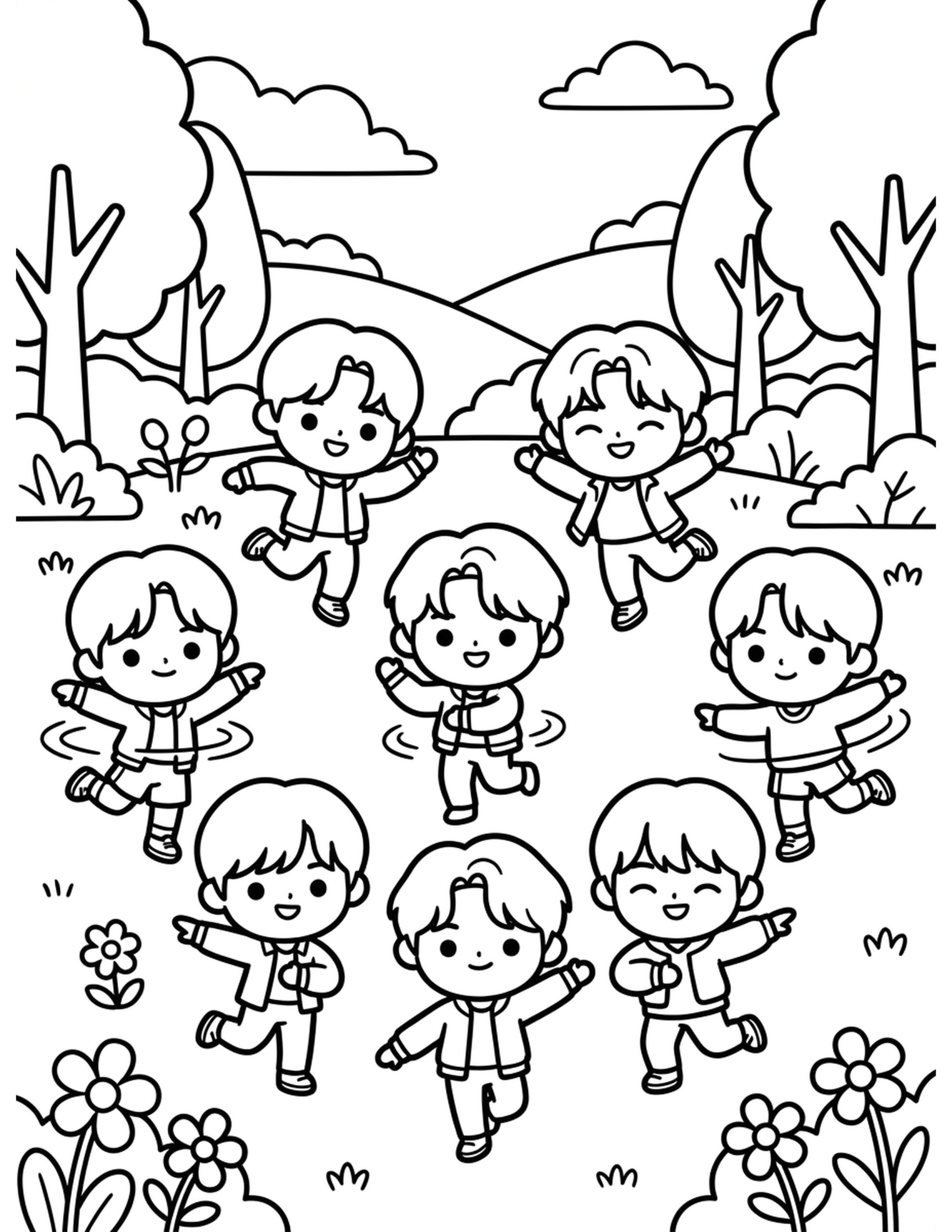 Kpop Idol Choreography Practice Coloring Page