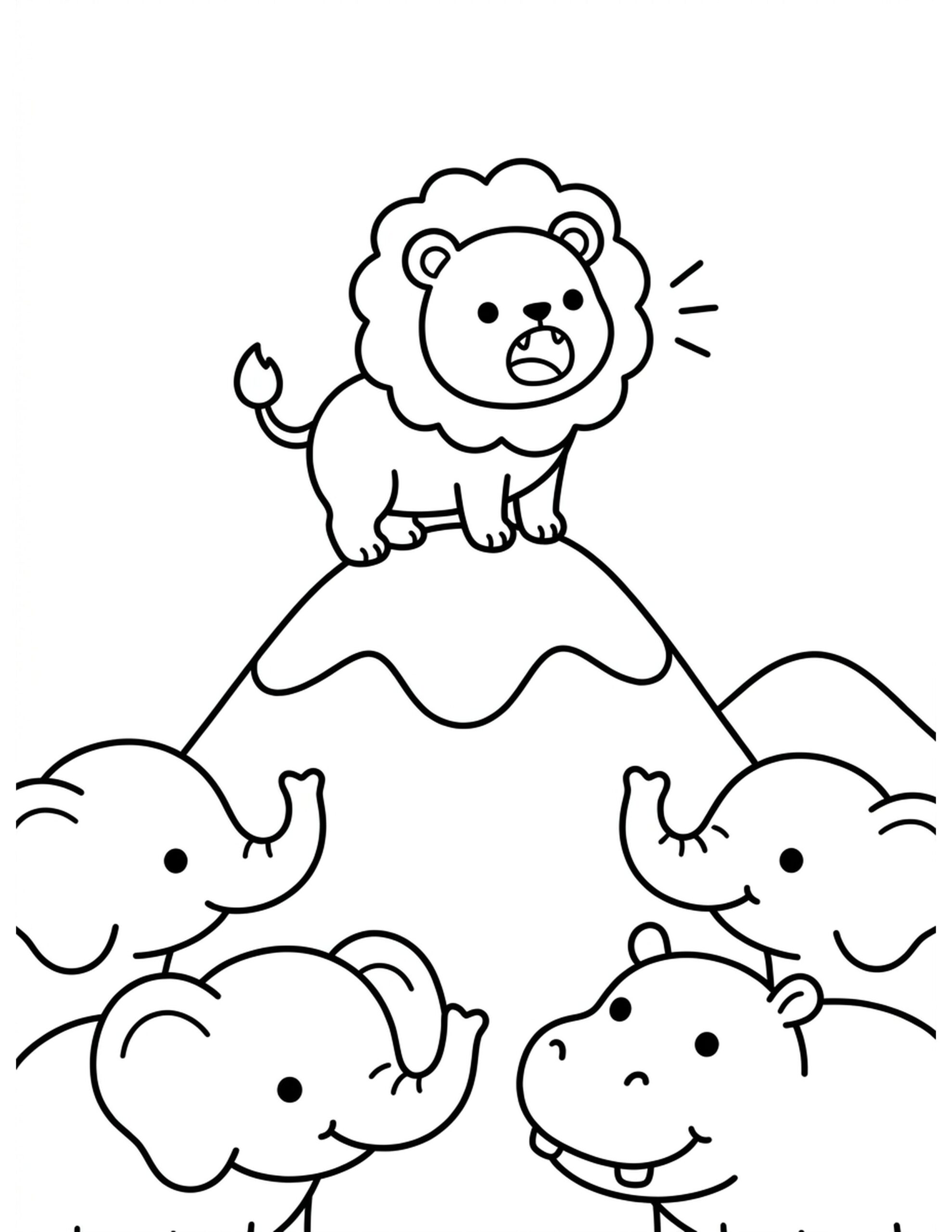 Lion King in Action Coloring Page