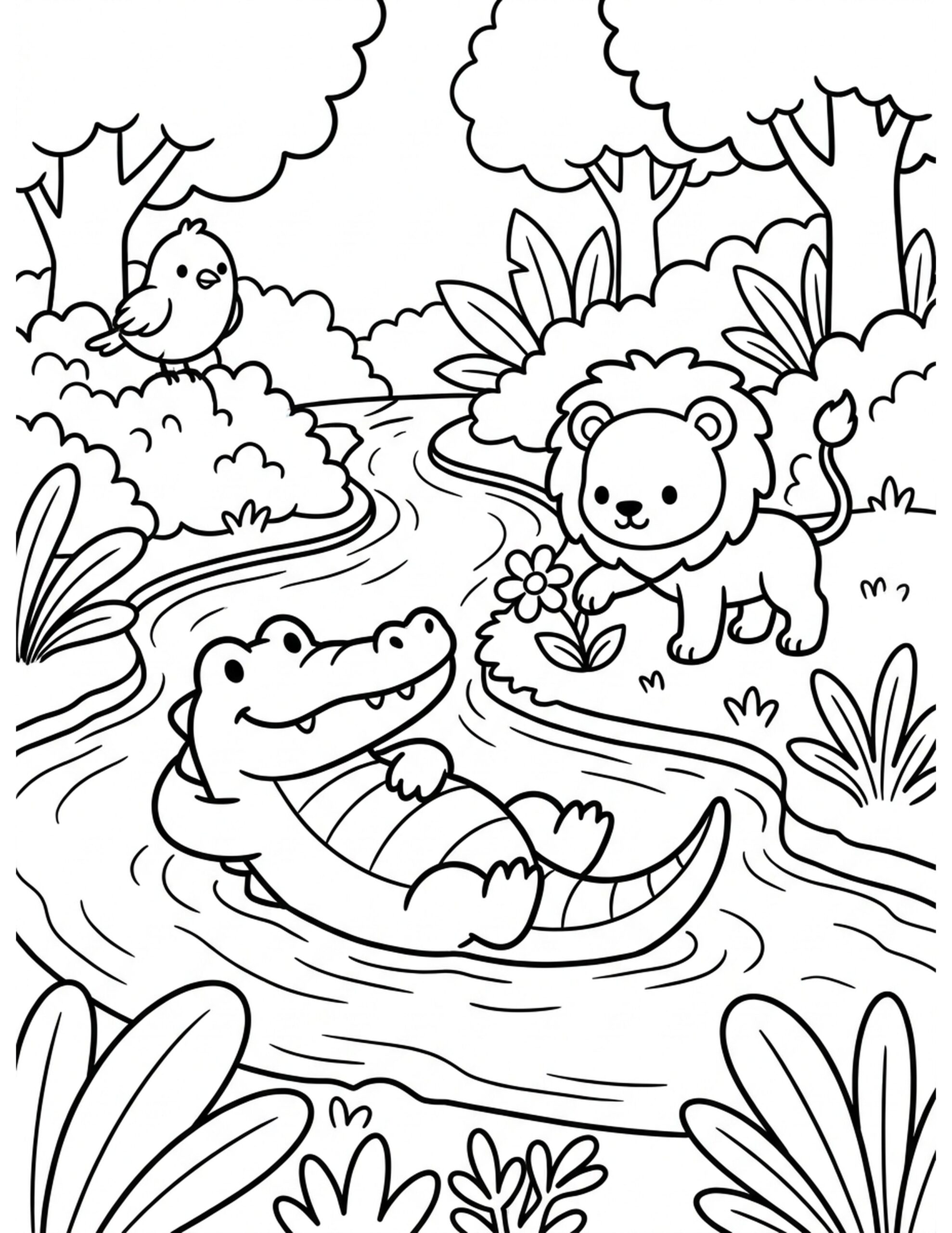 Colorful Crocodile Coloring Page