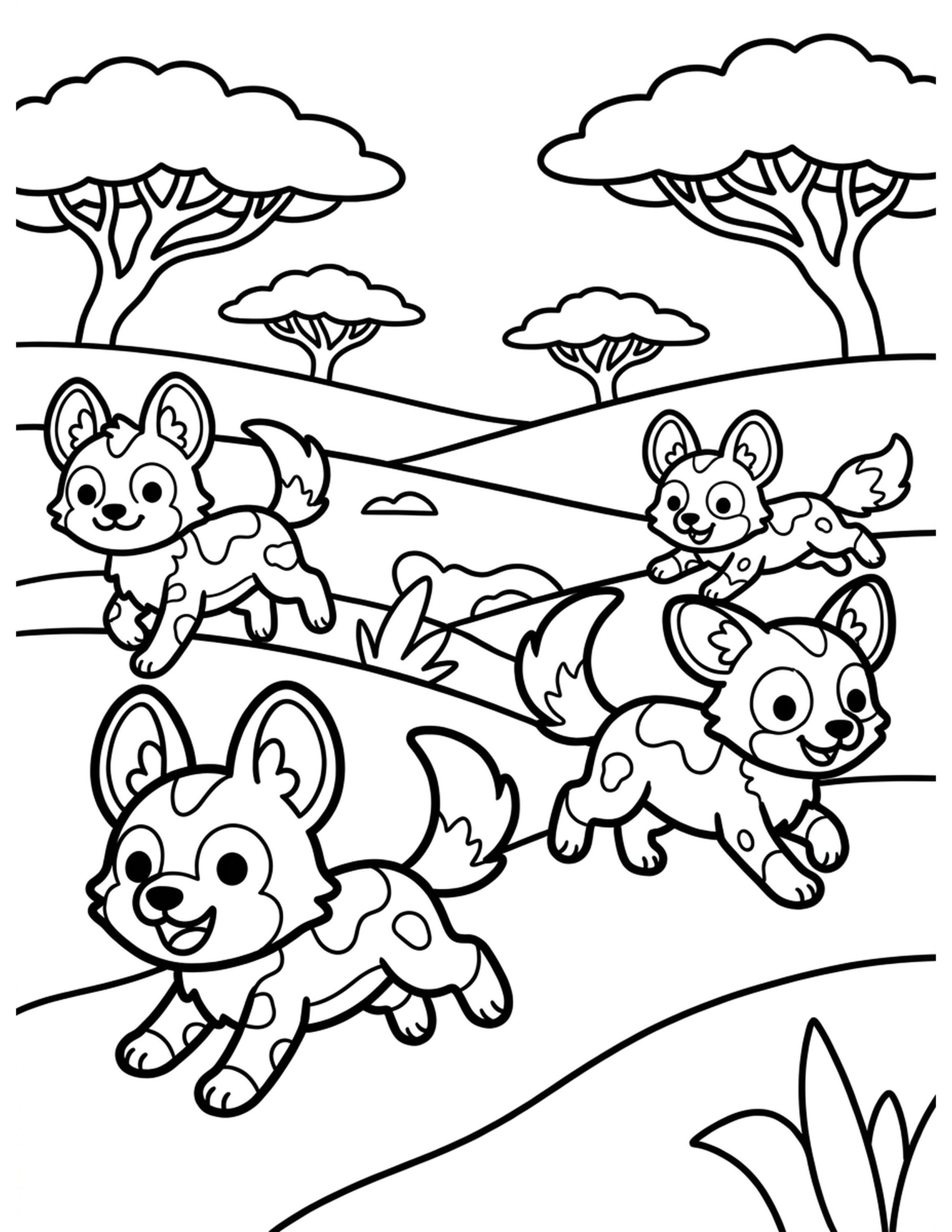Happy Hunting Dogs Coloring Page