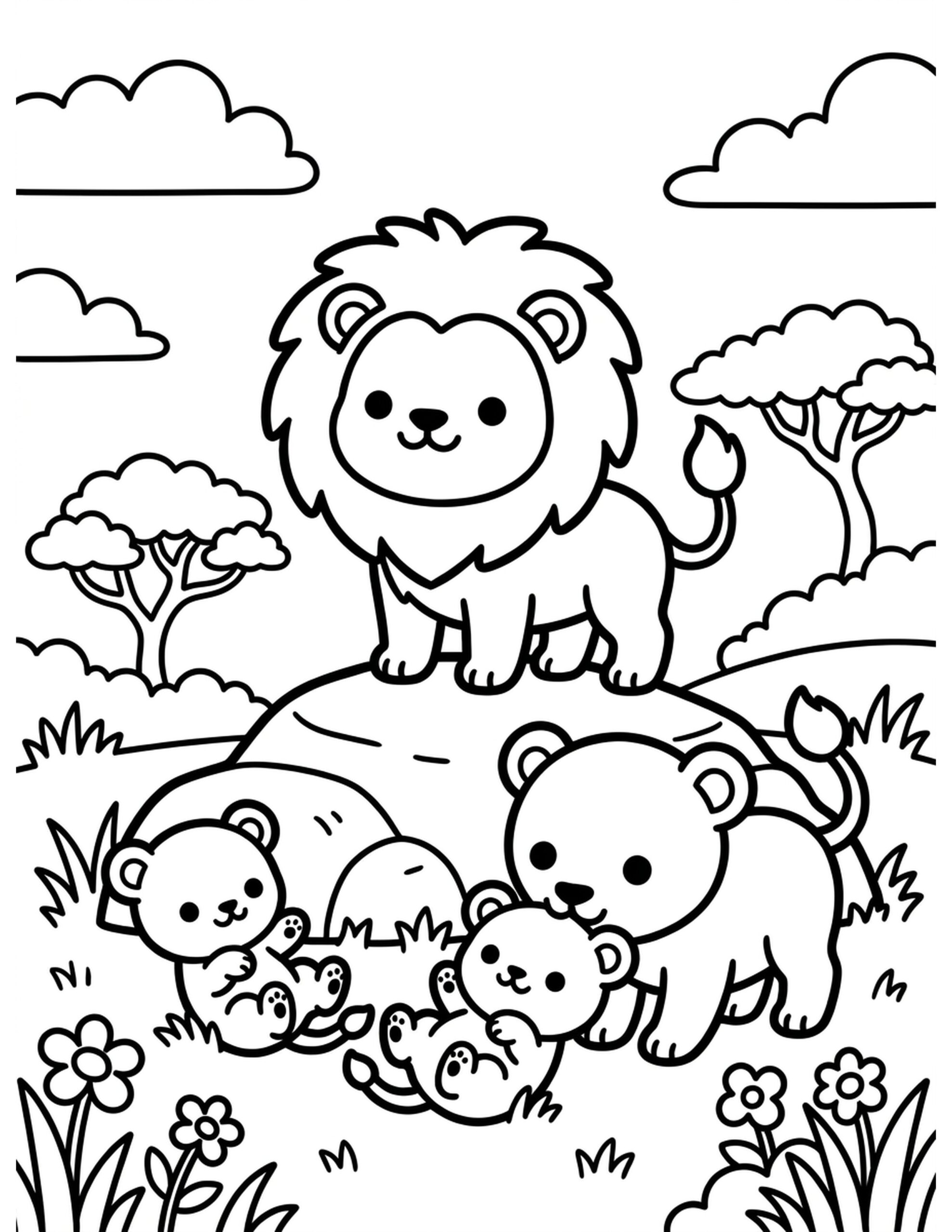 Roaring Lion's Pride Coloring Page