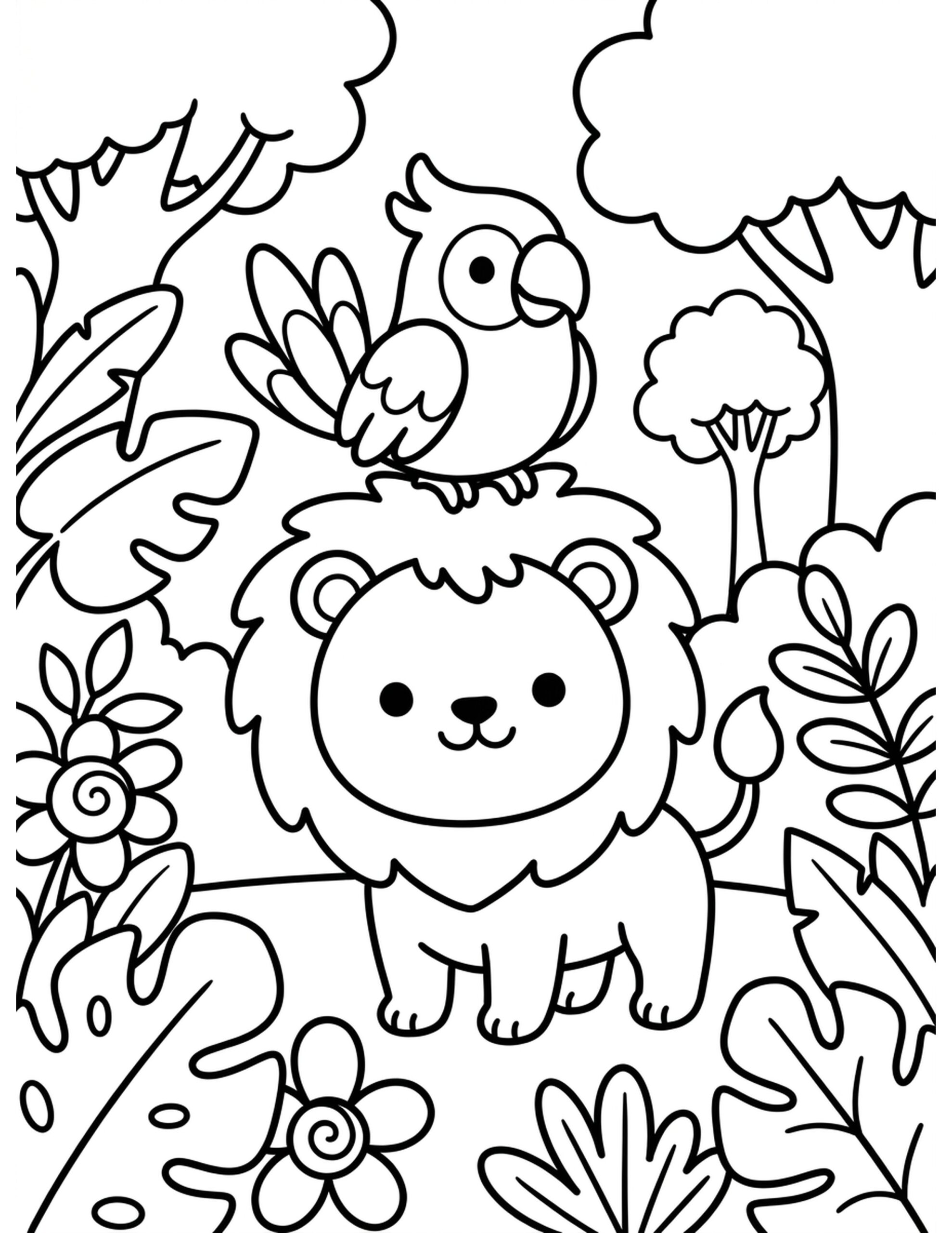 Safari Playtime Coloring Page