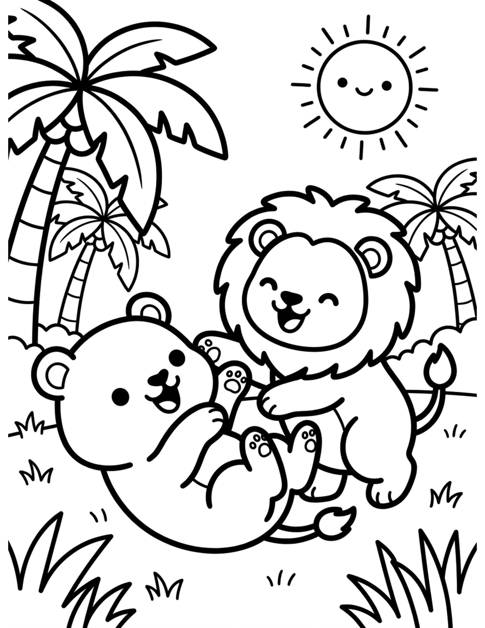 Lion's Royal Rumble Coloring Page