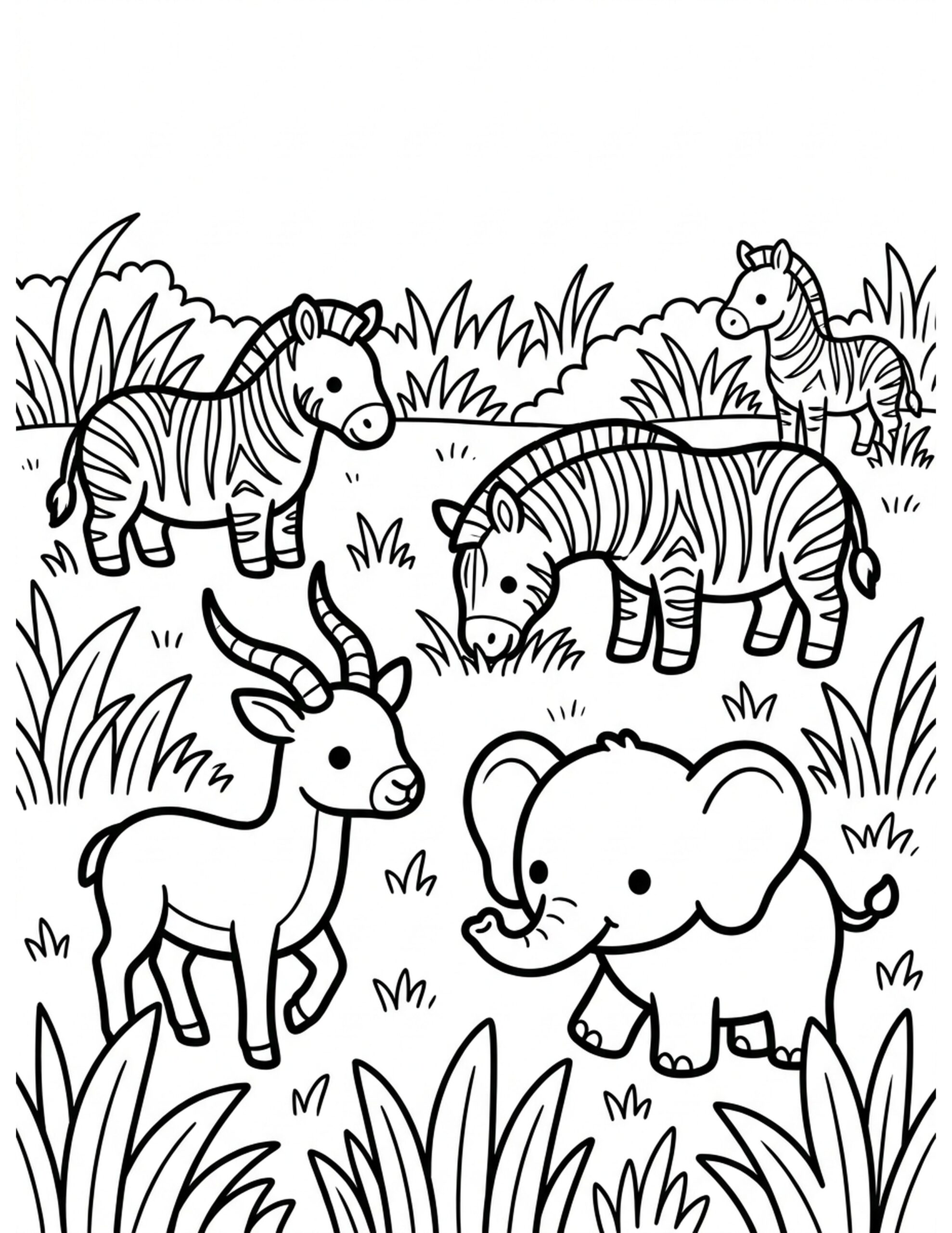 Zebra Stripes and Friends Coloring Page