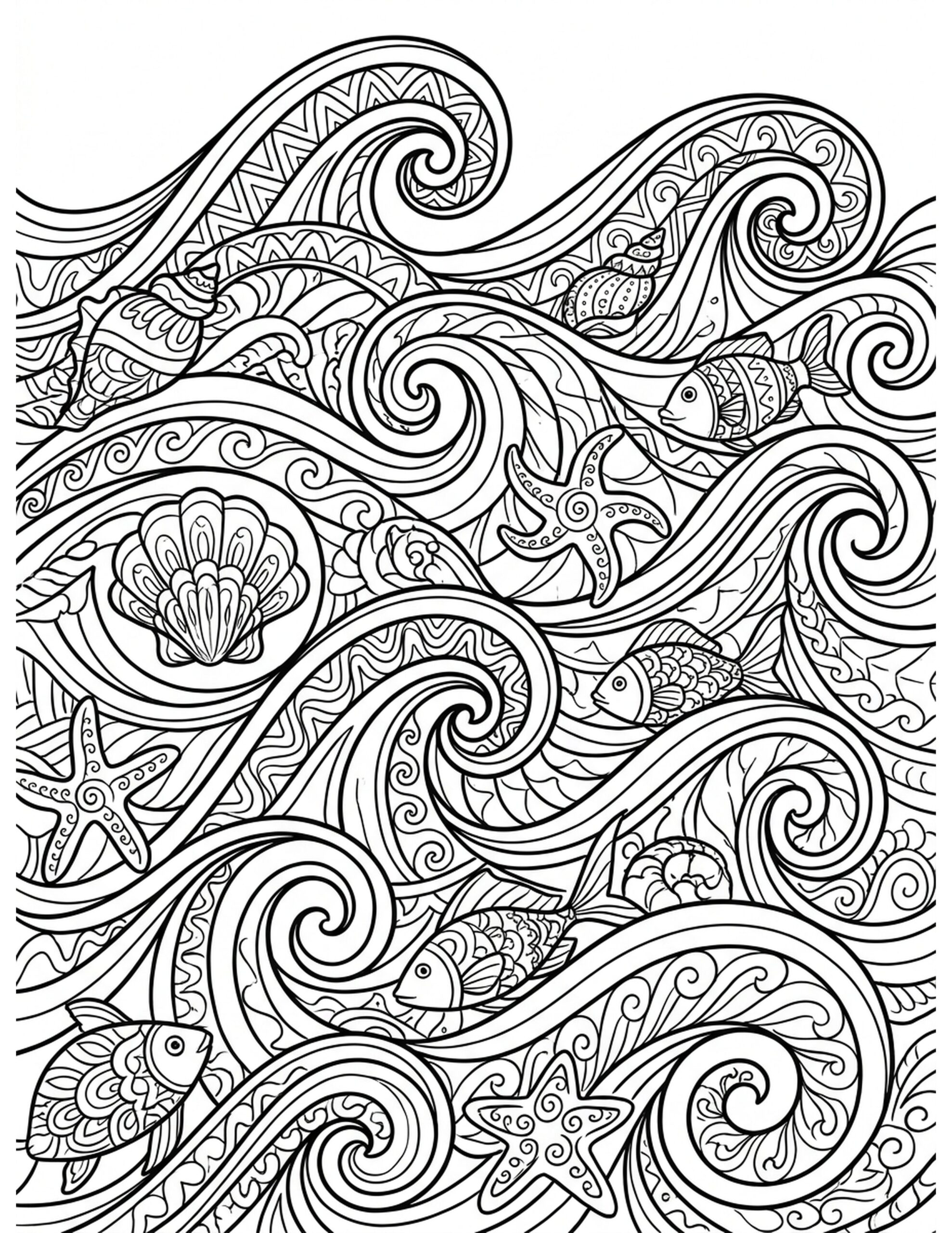 Calming Ocean Waves Coloring Page