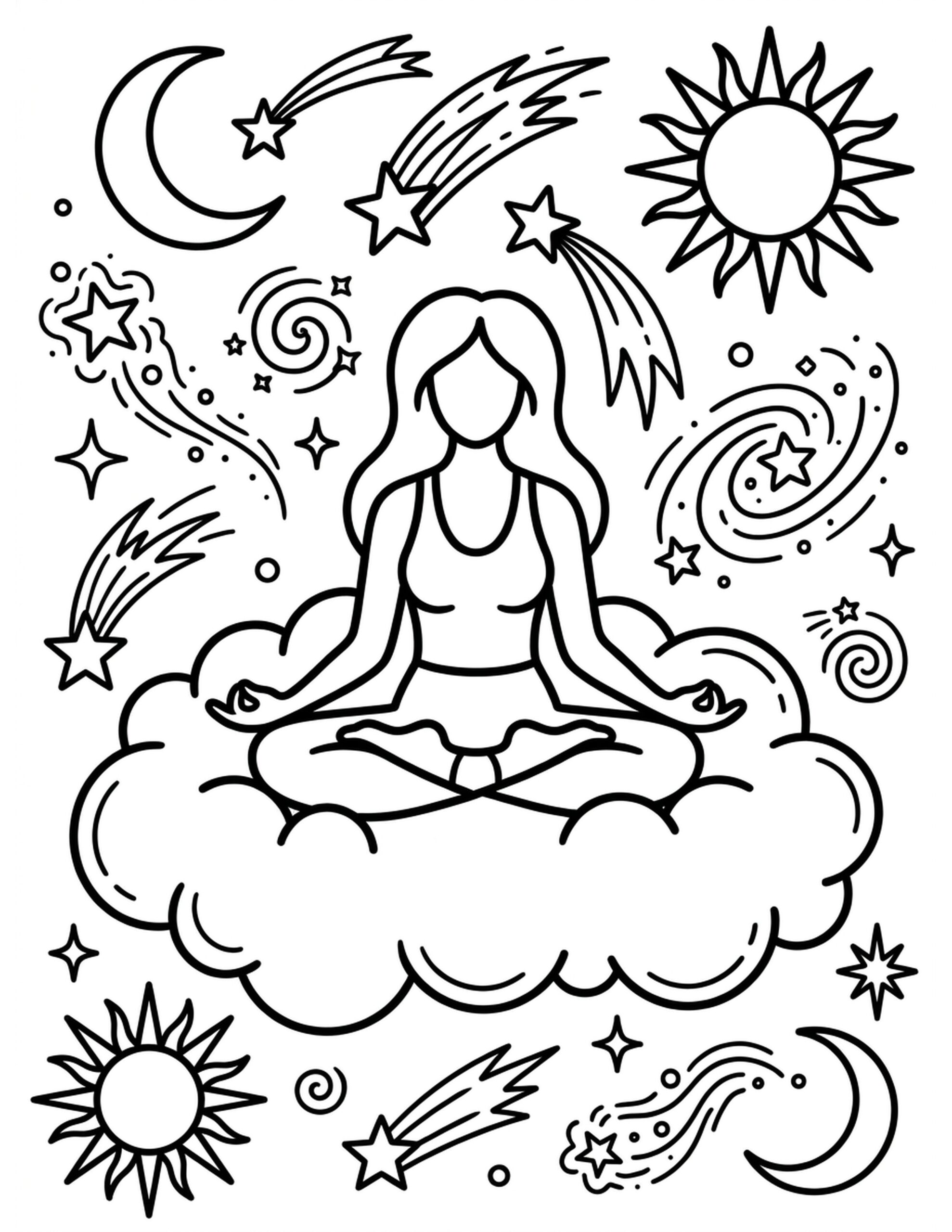 Celestial Meditation Space Coloring Page