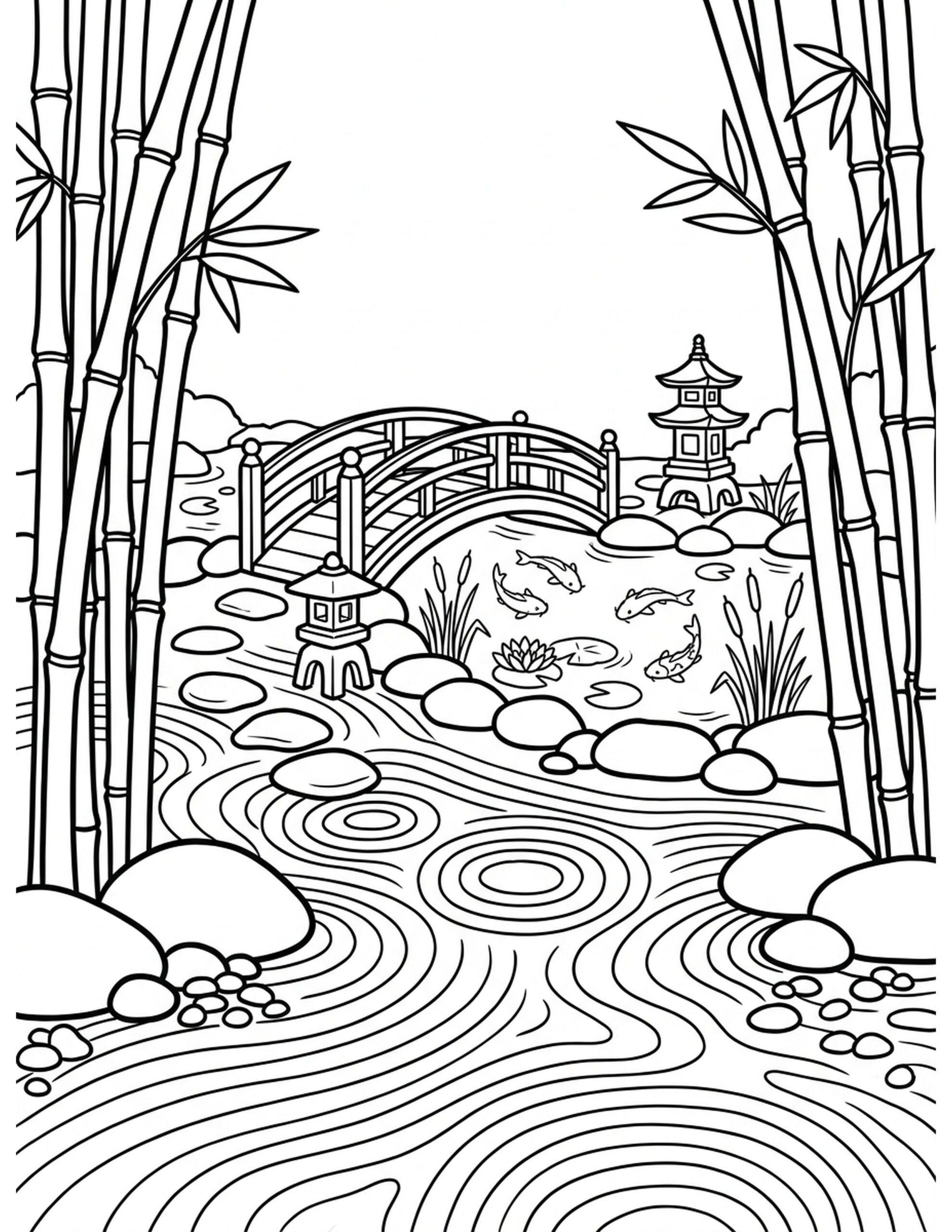 Tranquil Zen Garden Coloring Page
