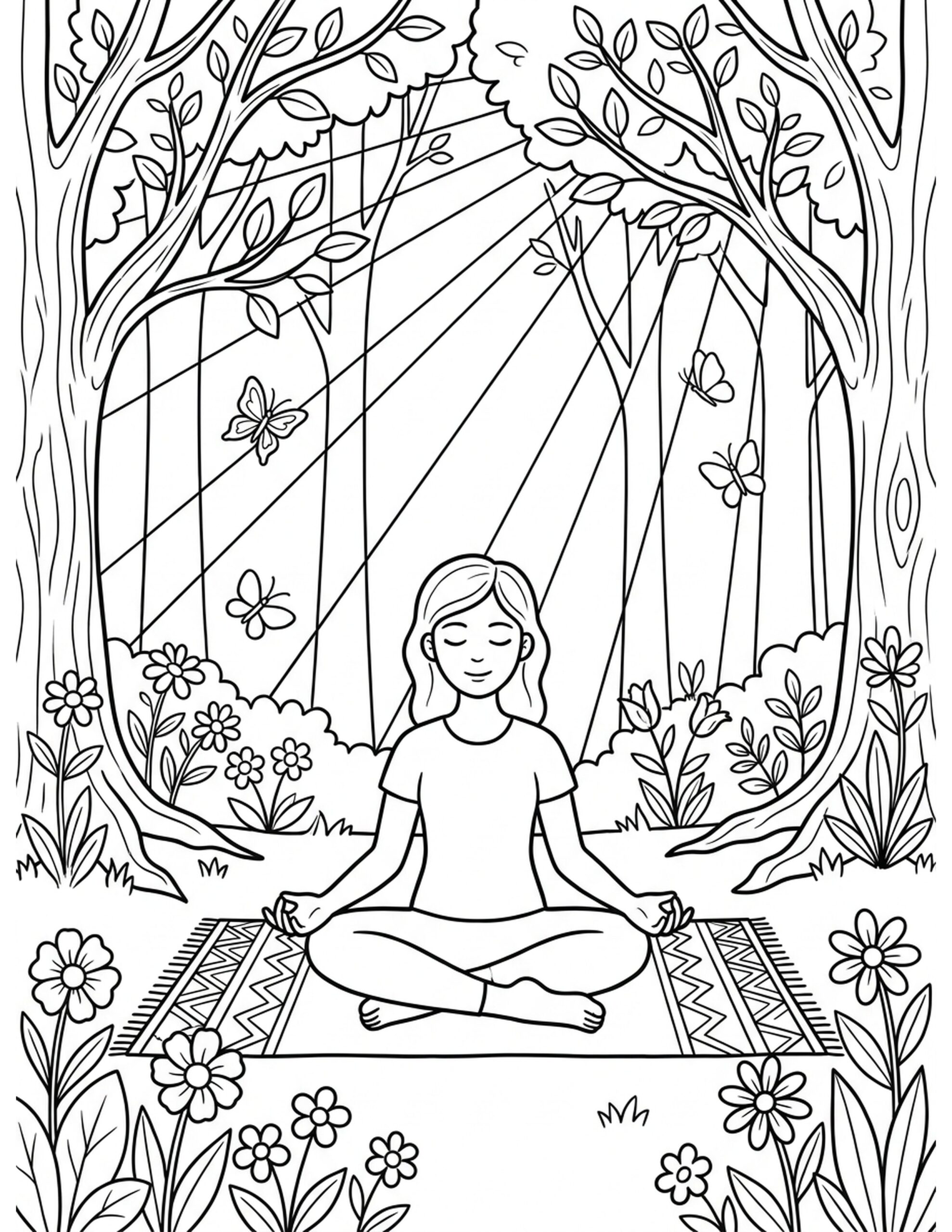 Mindful Meditation Scene Coloring Page