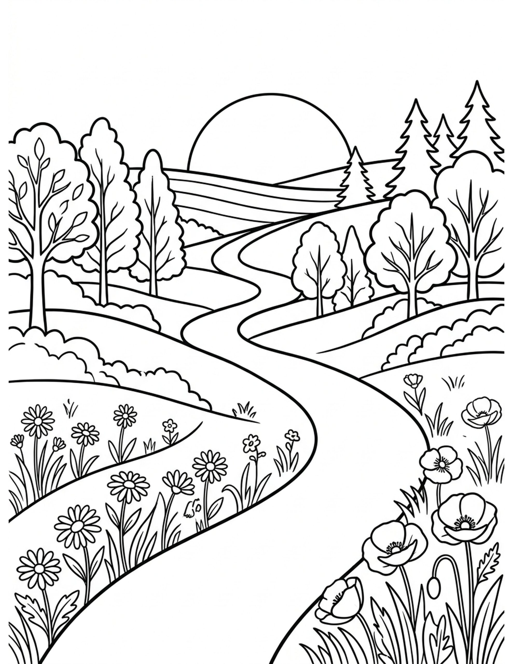 Mindful Cycling Path Coloring Page