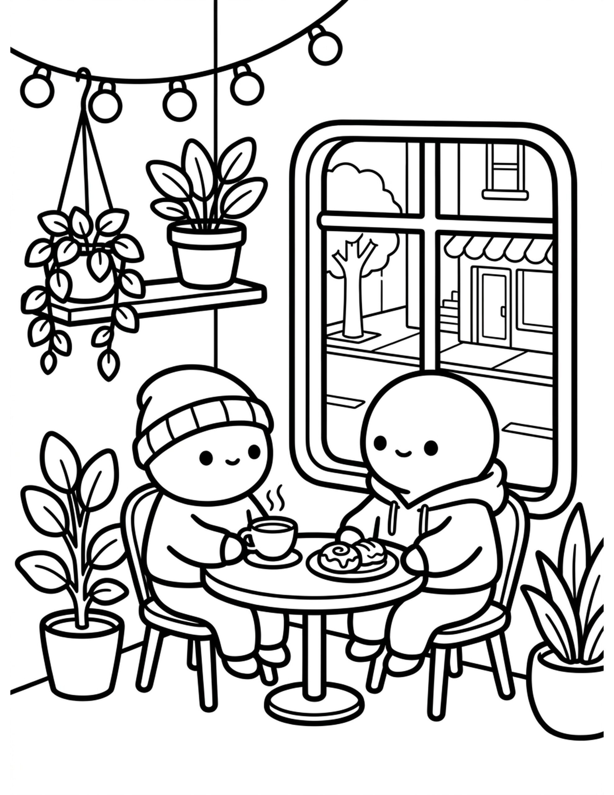 Cozy Café Corner Coloring Page