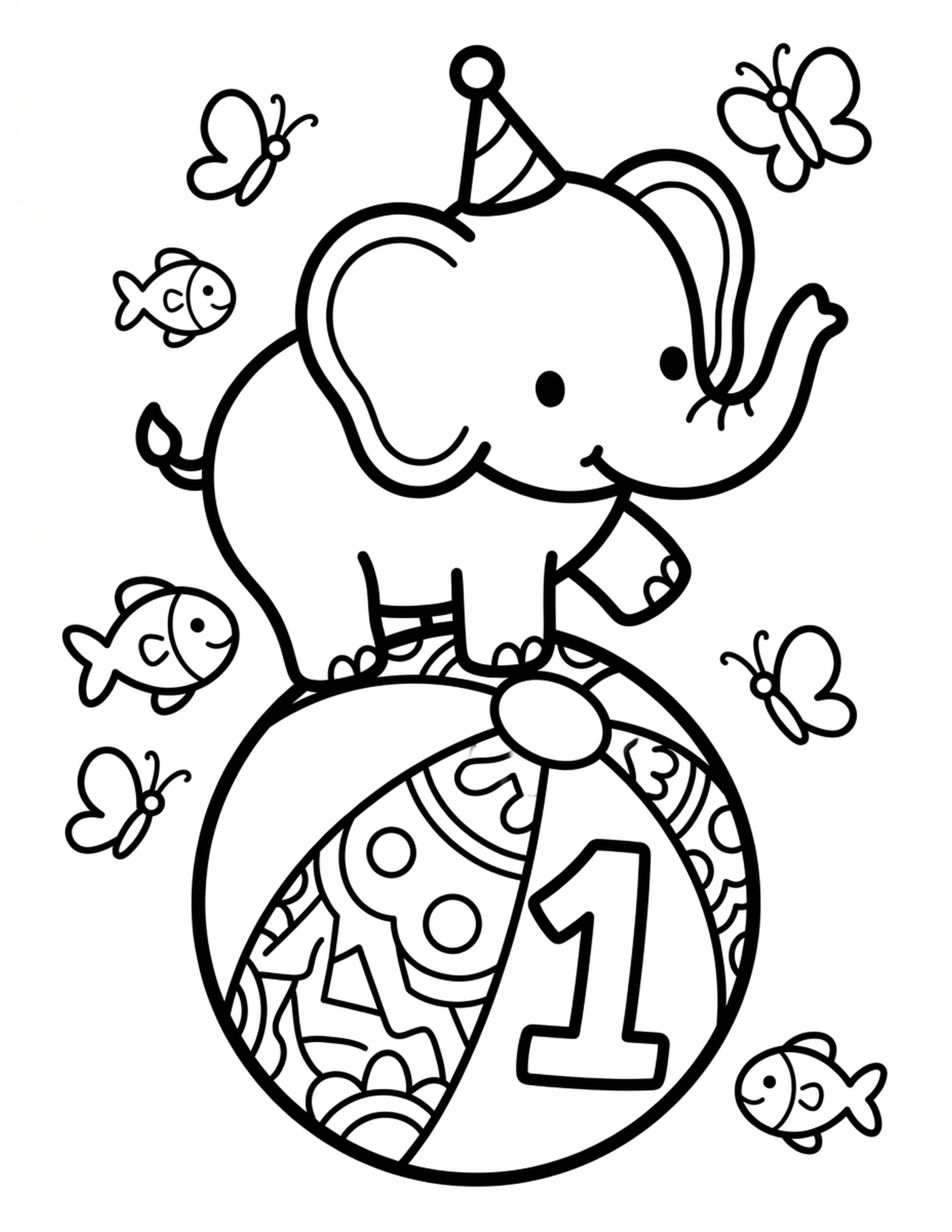 One Funny Elephant Coloring Page
