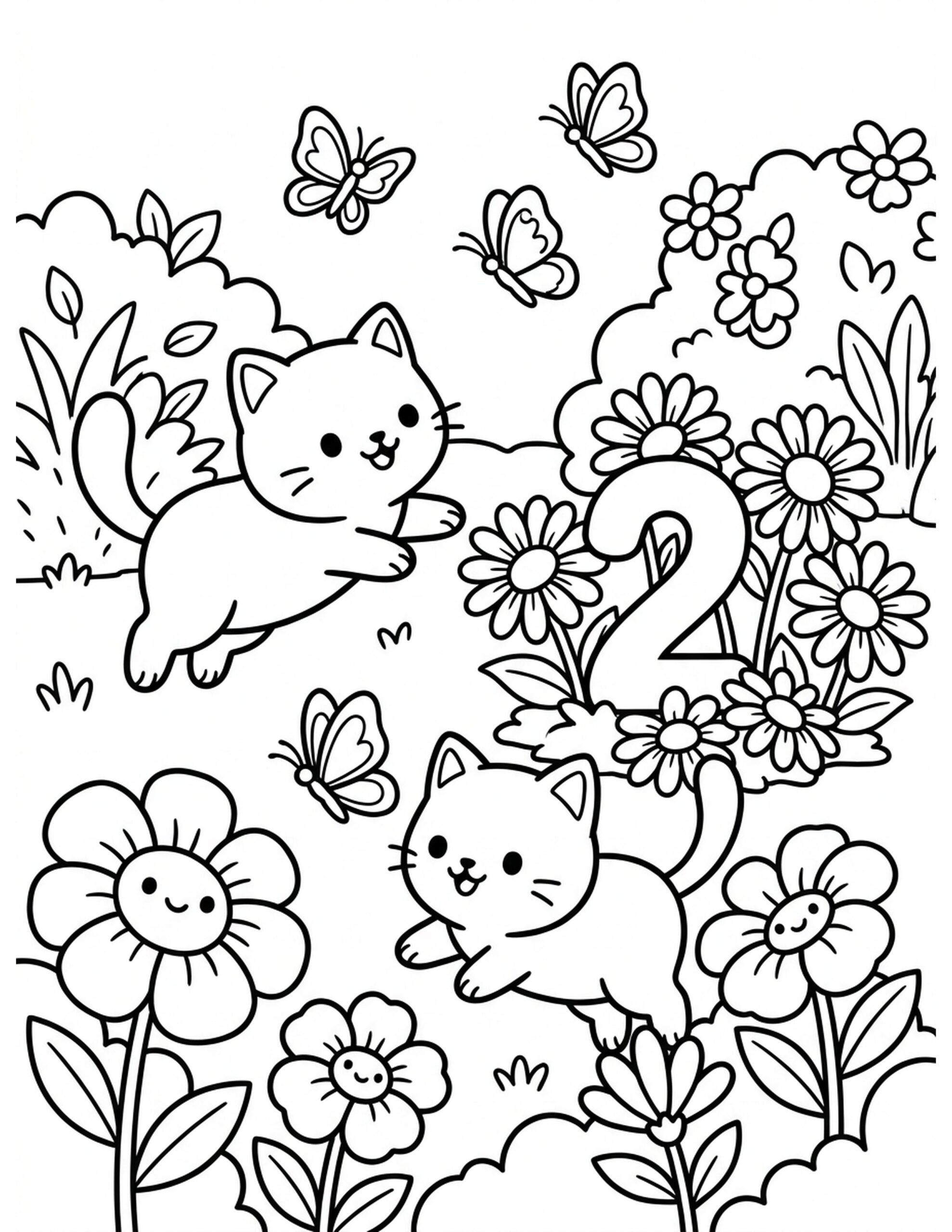 Two Silly Kittens Coloring Page