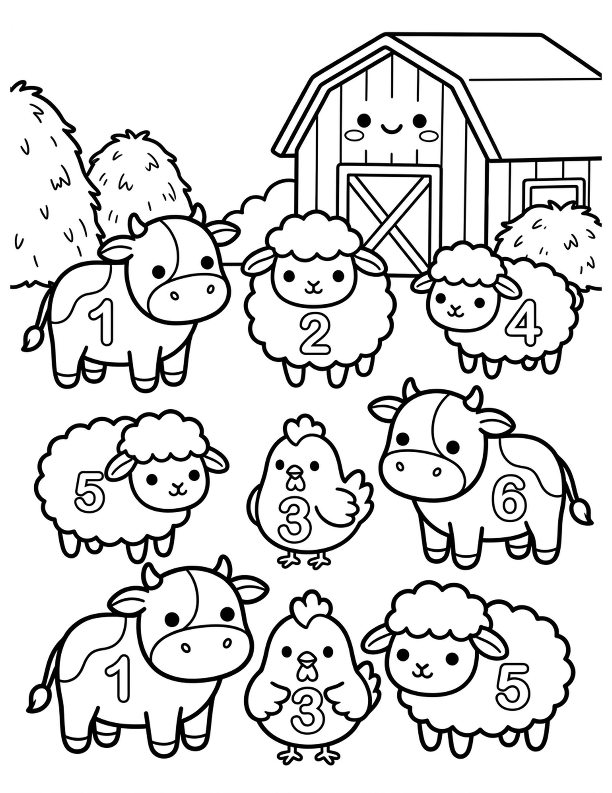 Farm Countings Coloring Page