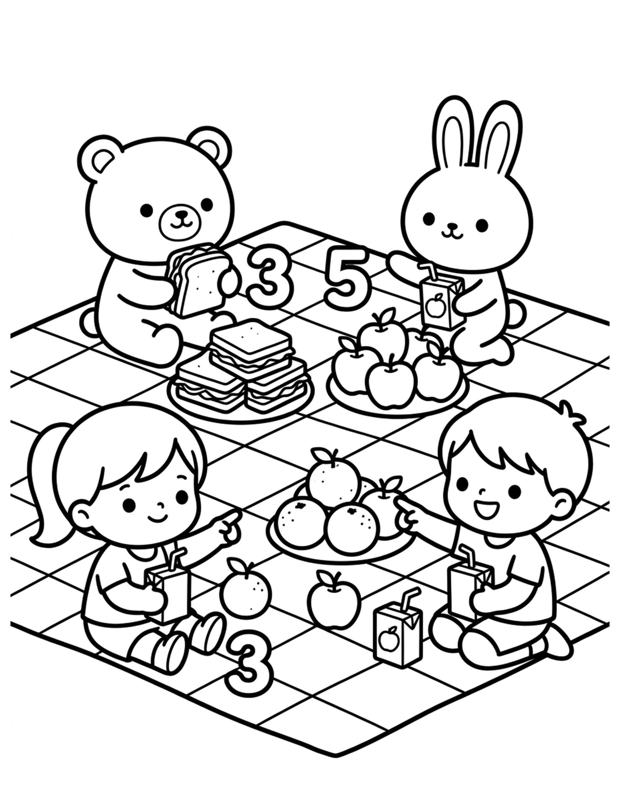 Picnic Count Coloring Page