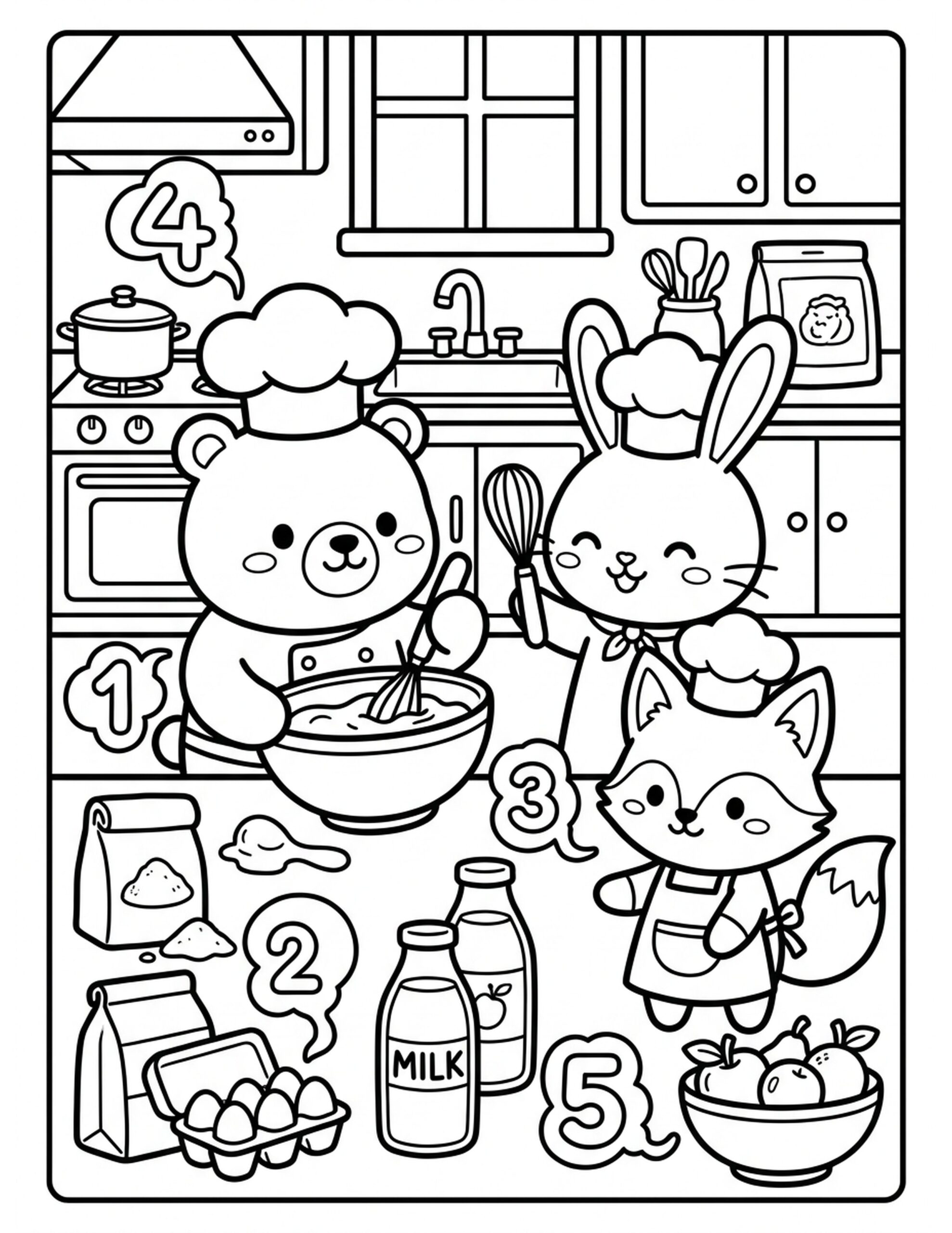 Cooking with Numbers Coloring Page