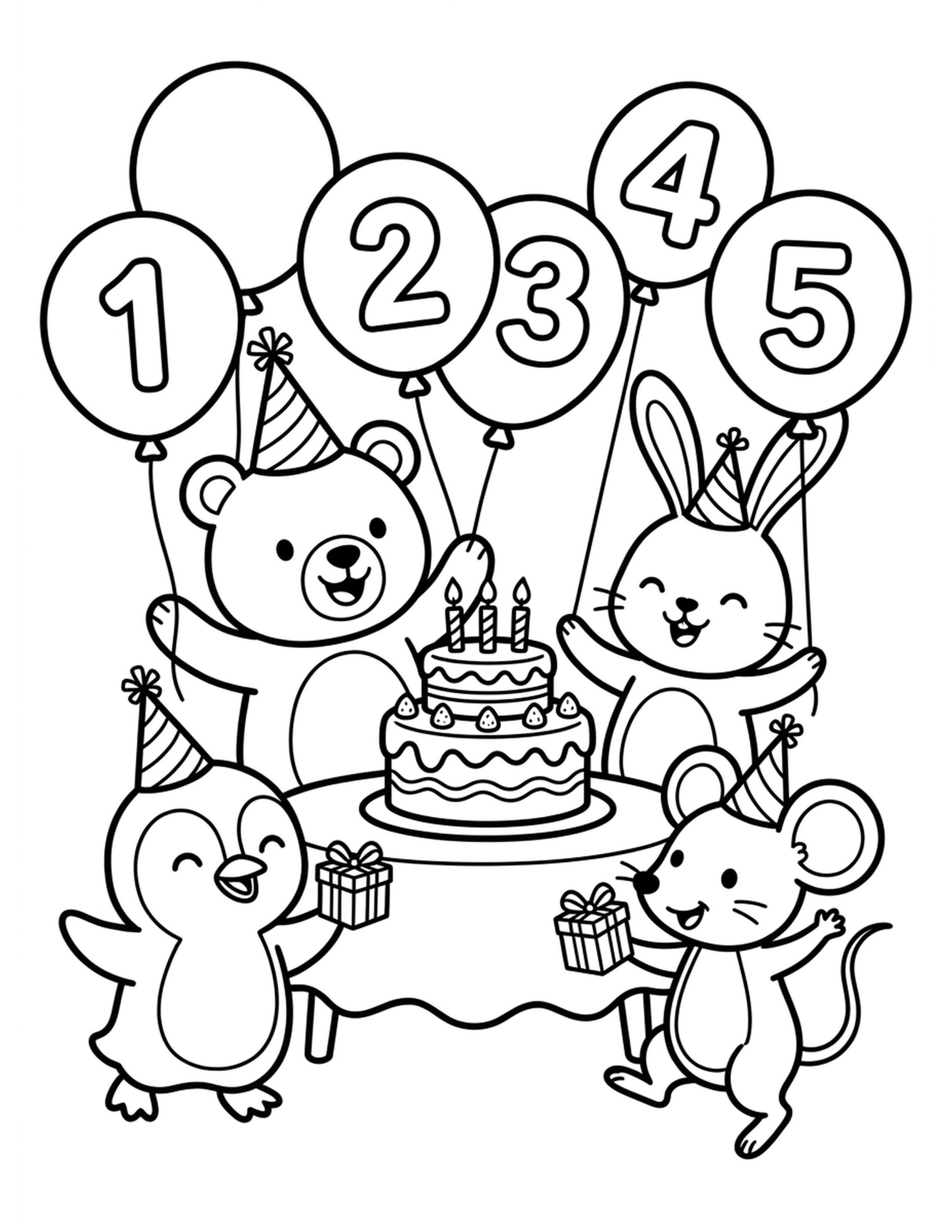 Holiday Party Numbers Coloring Page