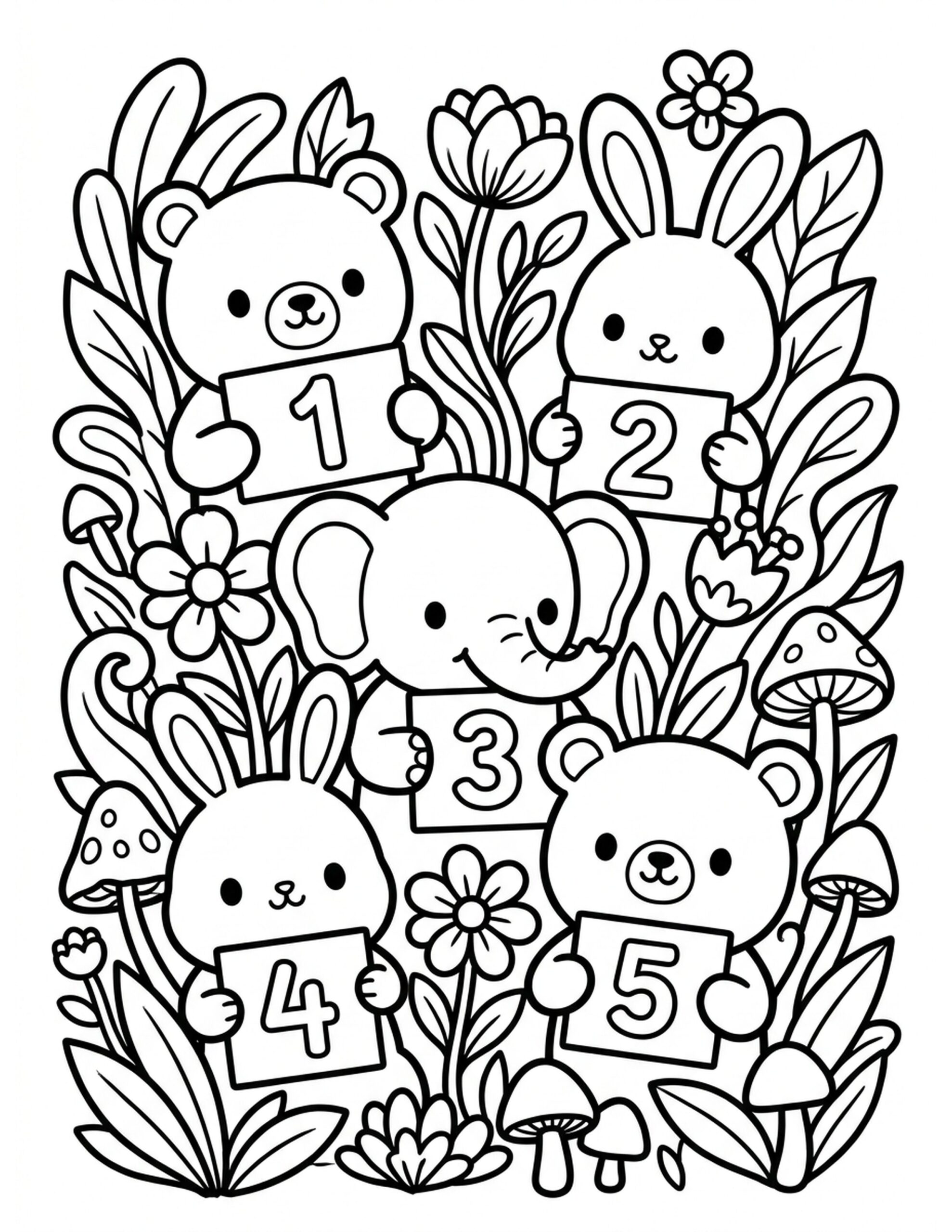 Counting Animals Coloring Page