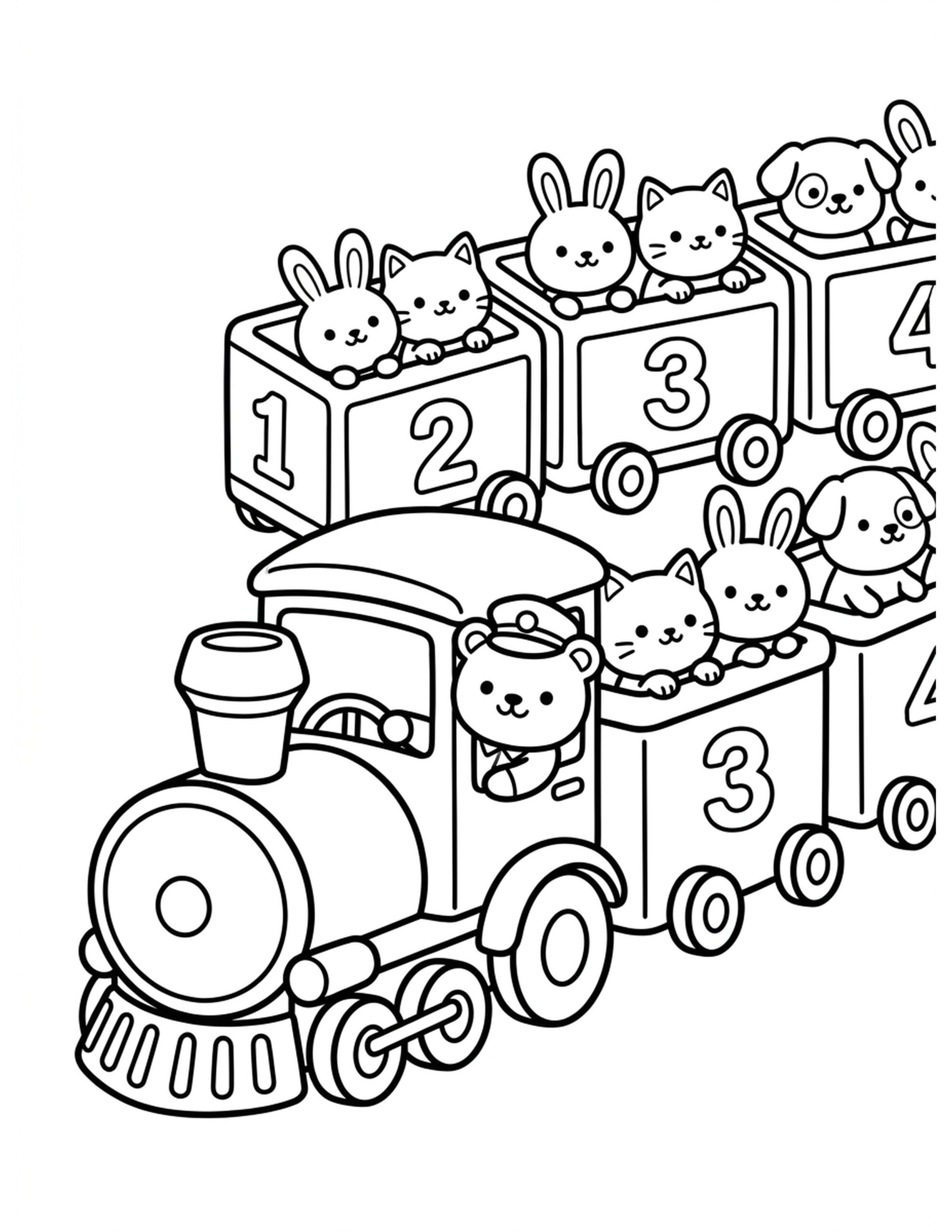 Number Train Adventure Coloring Page