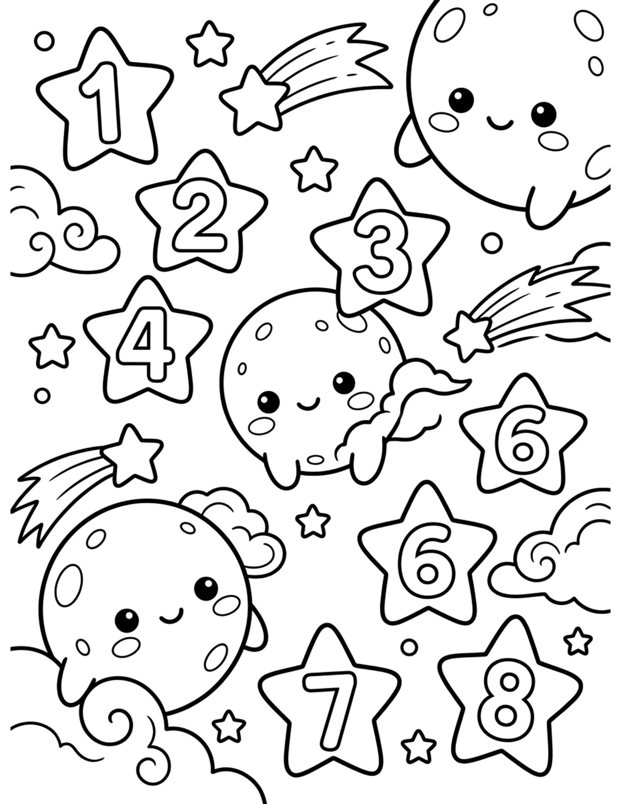 Counting Stars in the Night Sky Coloring Page