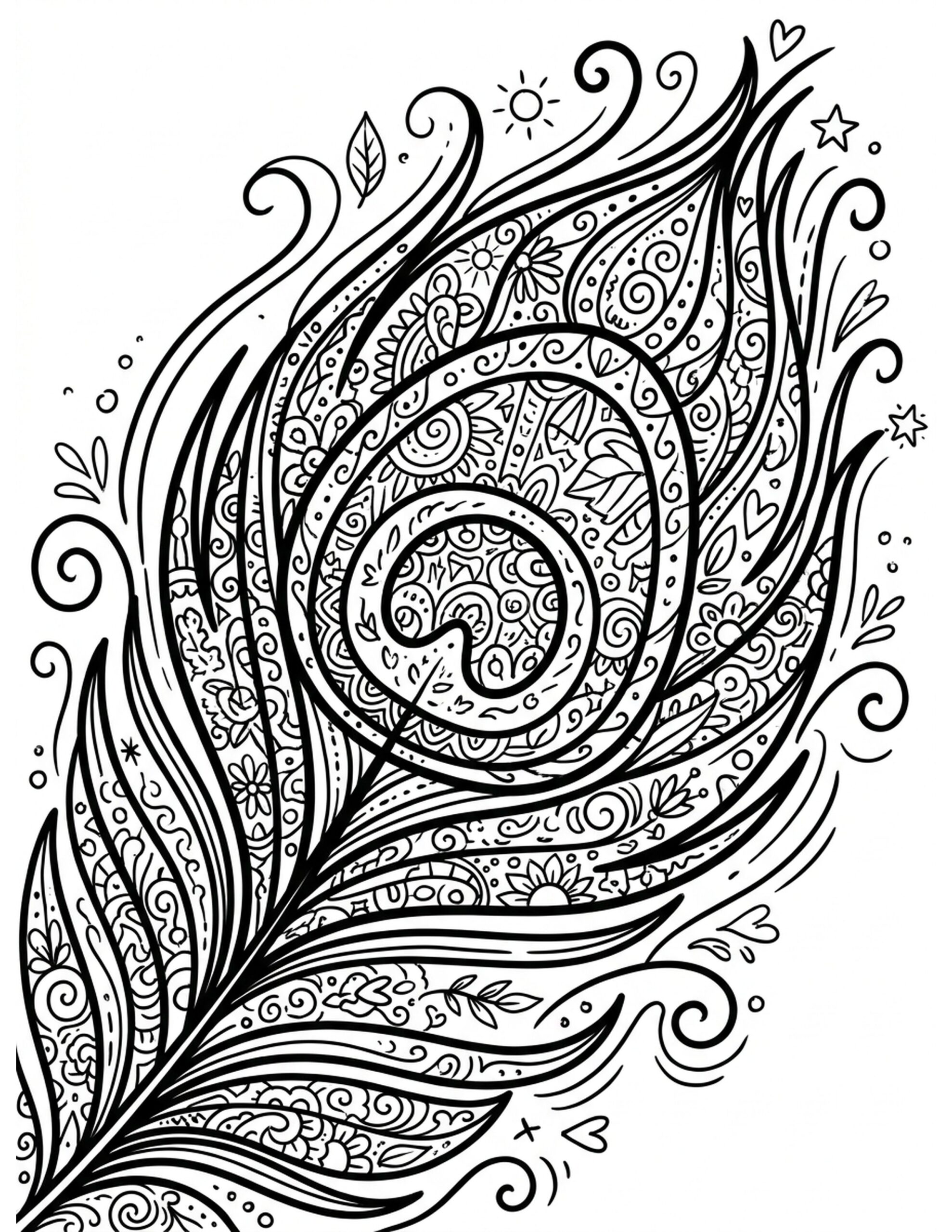Peacock Tail Patterns Coloring Page