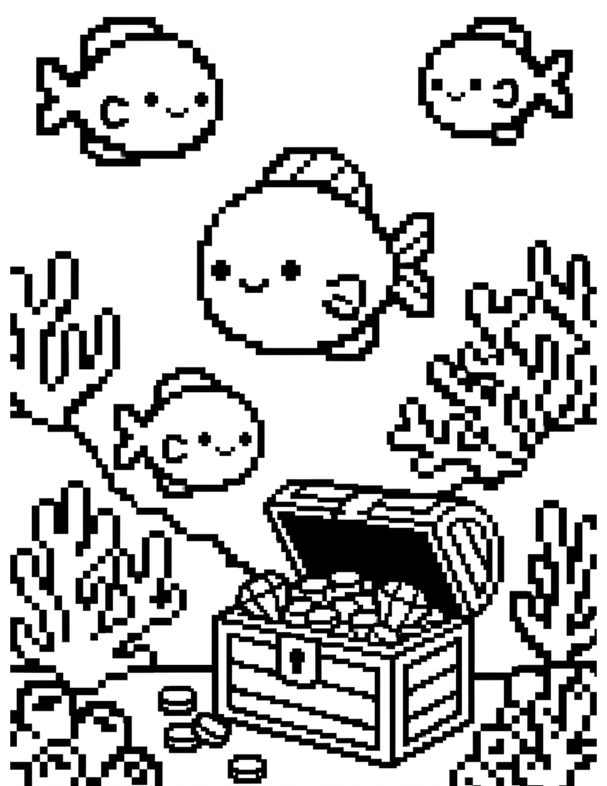 Under the Sea Pixel Art Coloring Page