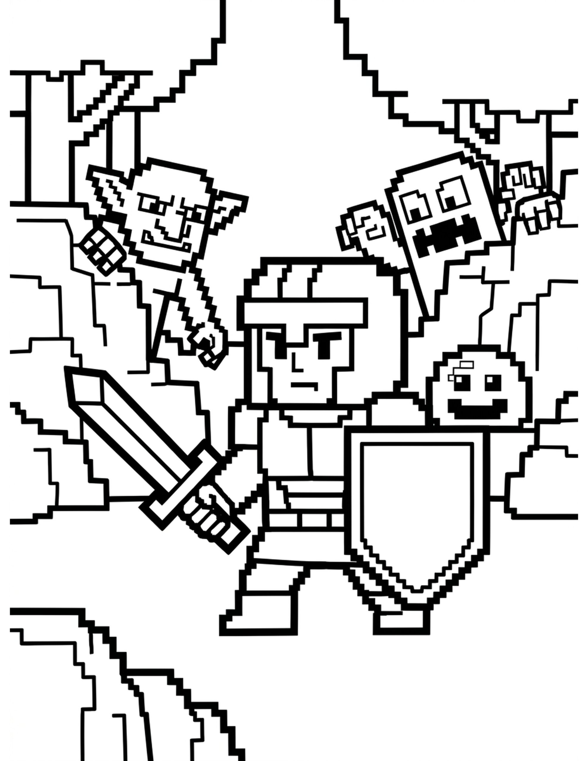 8-Bit Warrior Coloring Page