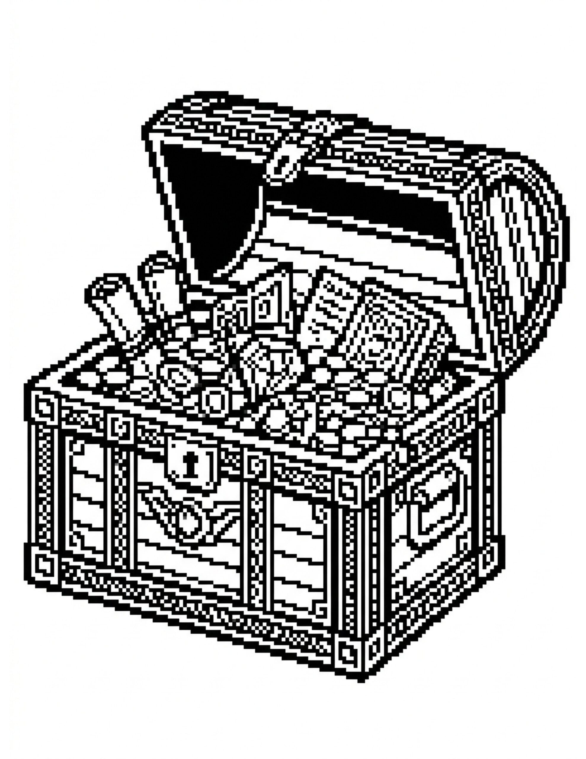 Treasure Chest Pixel Art Coloring Page