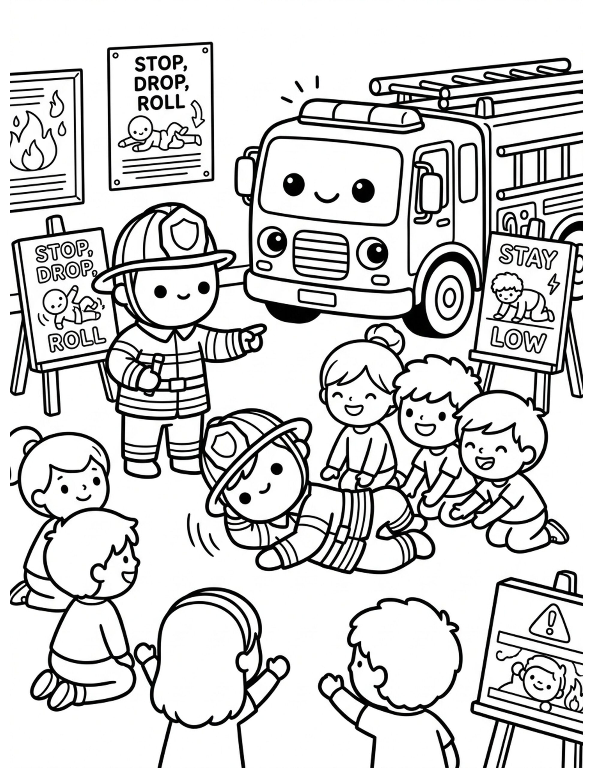 Fire Safety Awareness Coloring Page