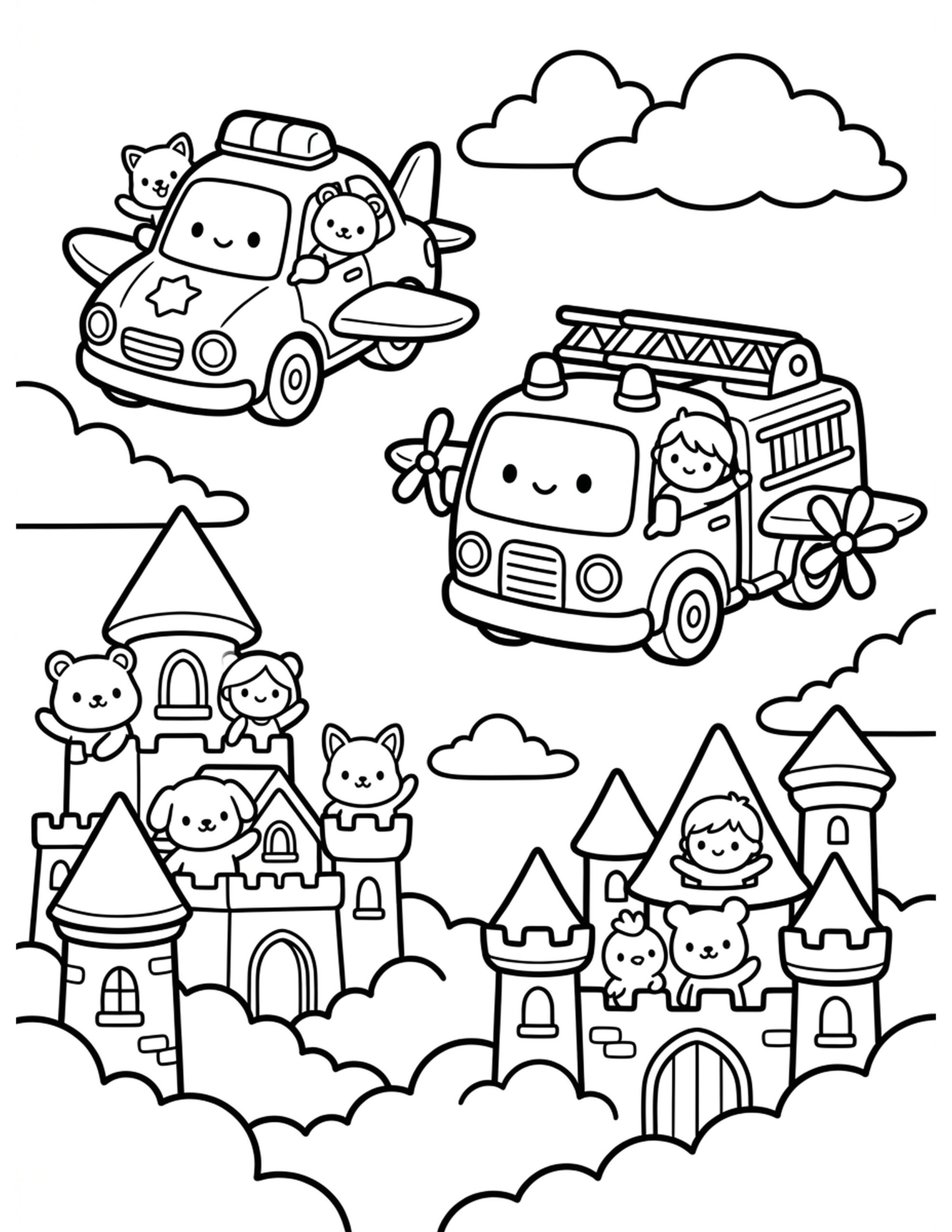 Police and Firefighter Fantasy Fun Coloring Page