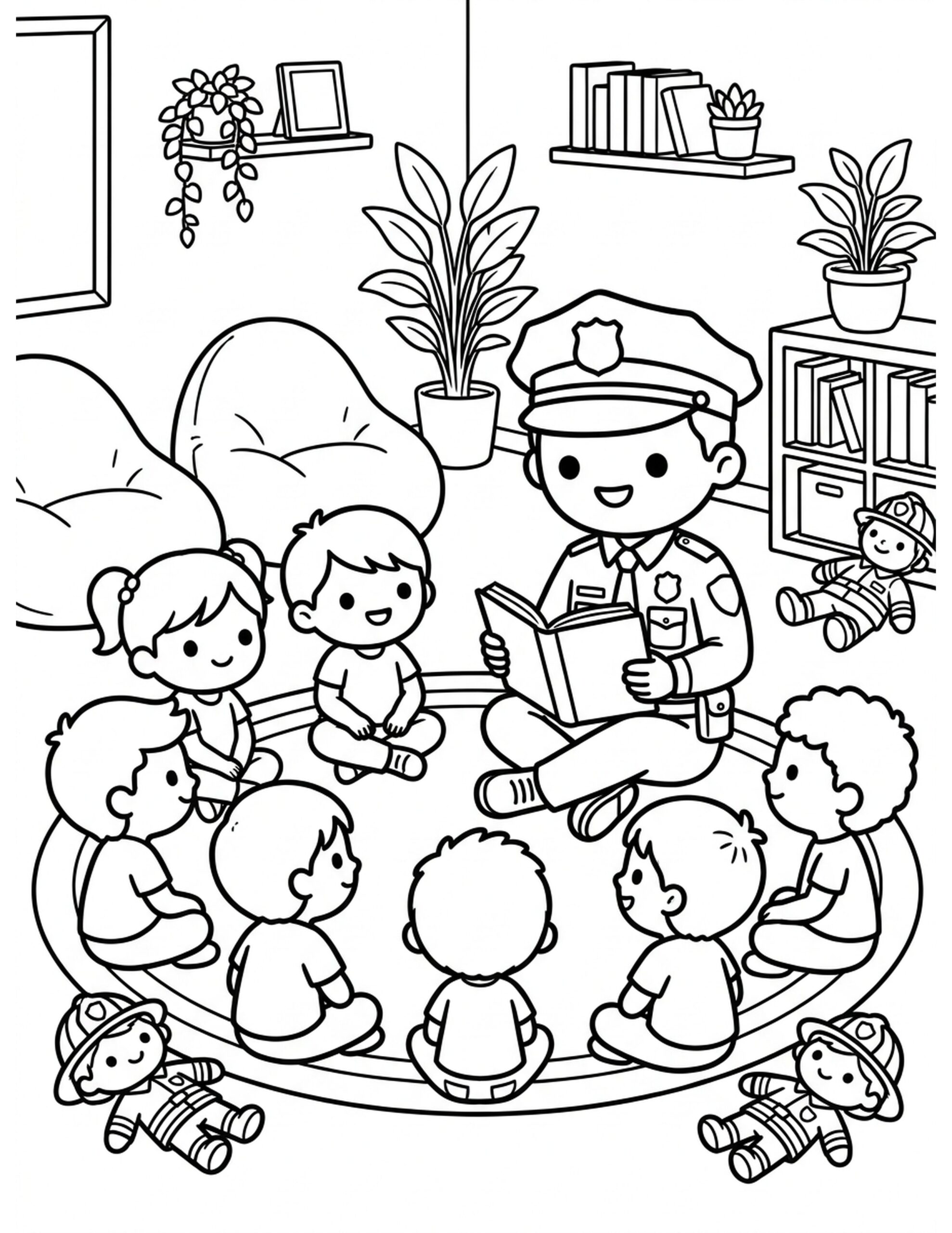 Police Community Connection Coloring Page