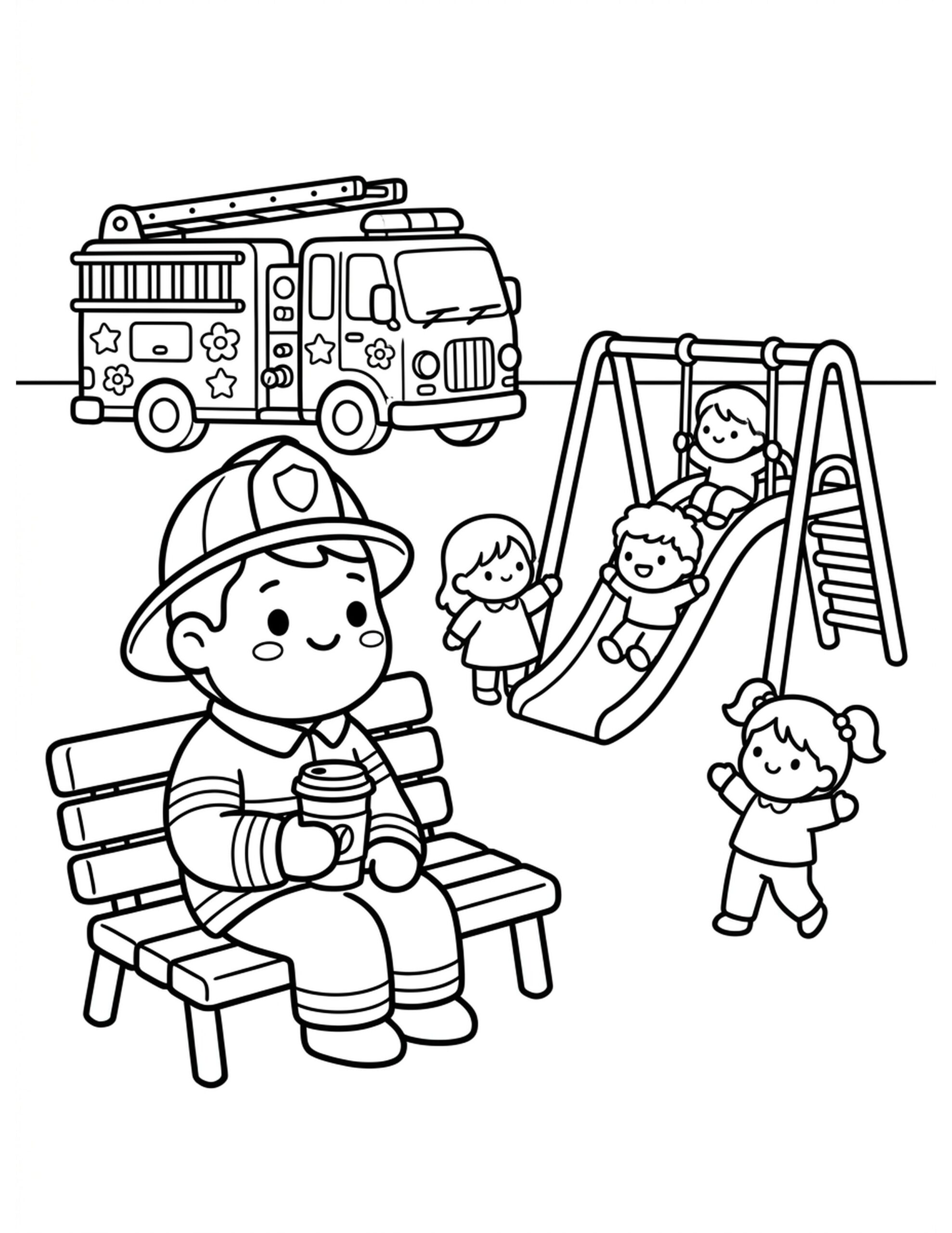 Fireman’s Day Off Coloring Page